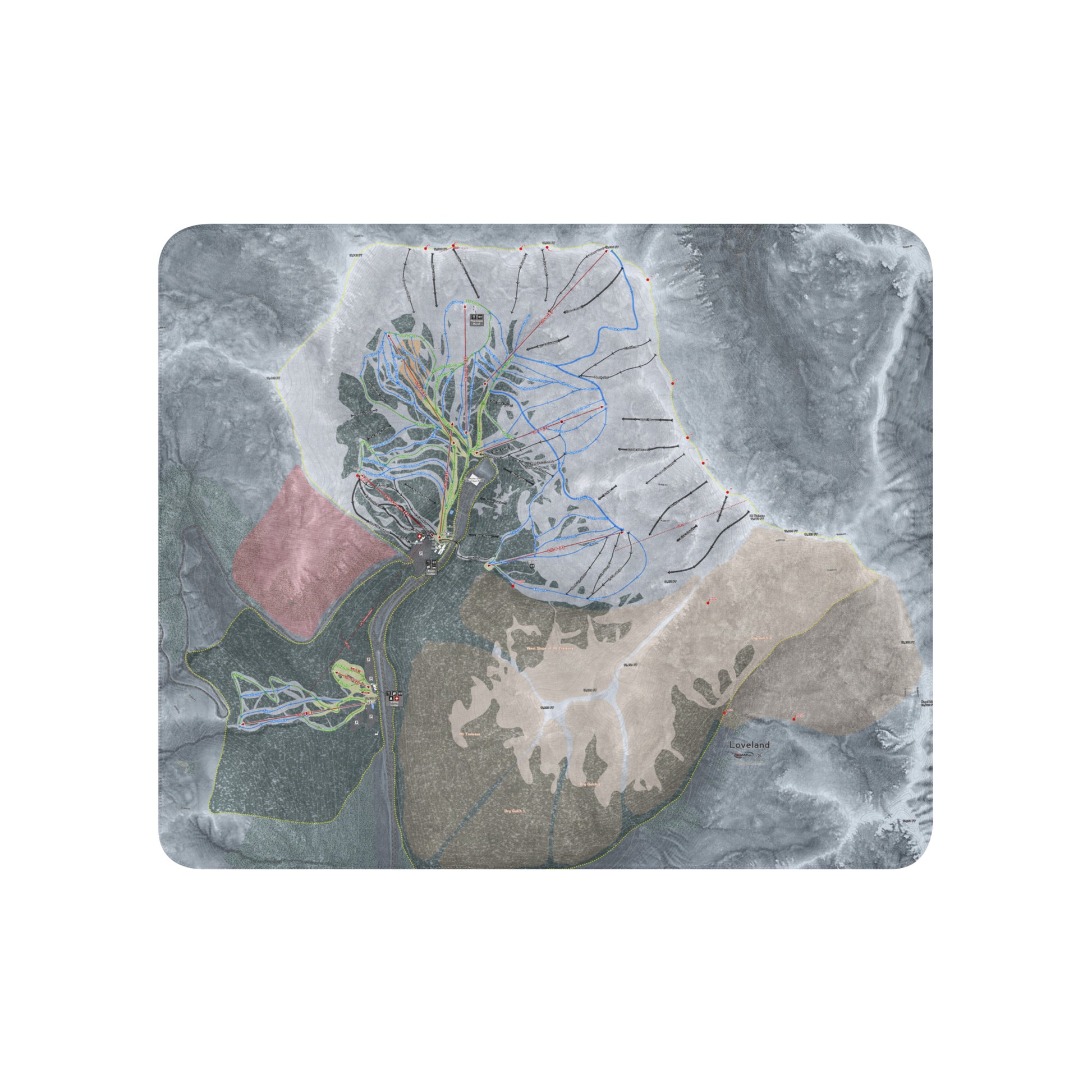 Loveland, Colorado Ski Resort Map blanket - Powderaddicts
