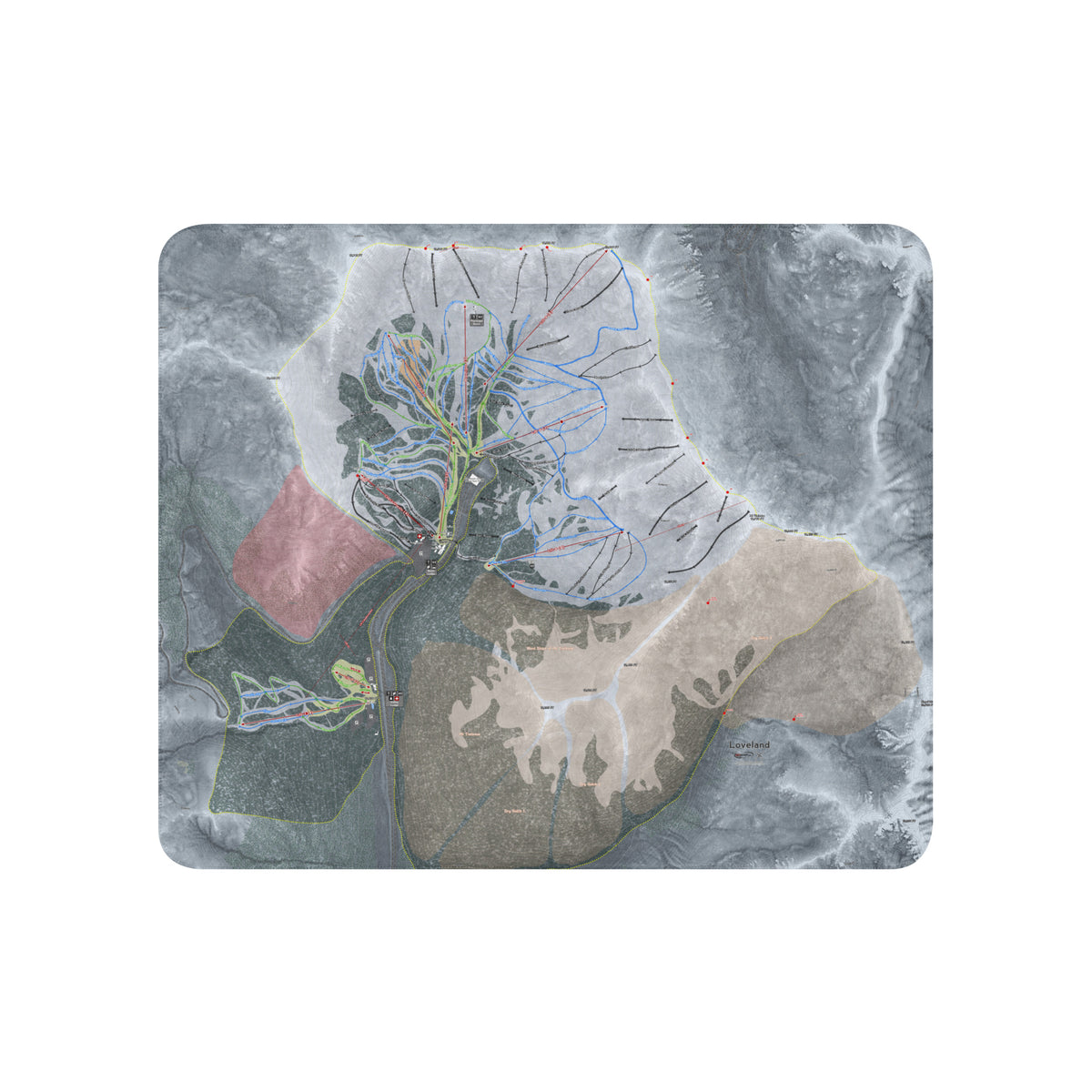 Loveland, Colorado Ski Resort Map blanket