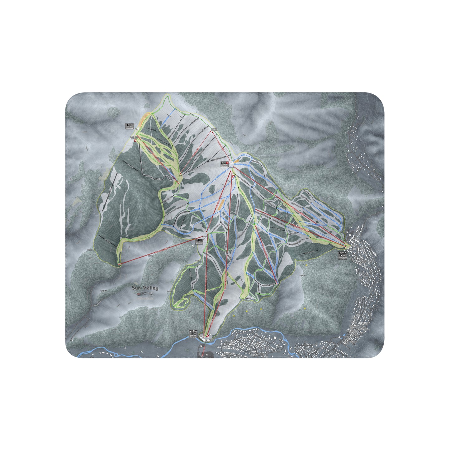 SUN VALLEY, IDAHO SKI RESORT MAP BLANKET - Powderaddicts