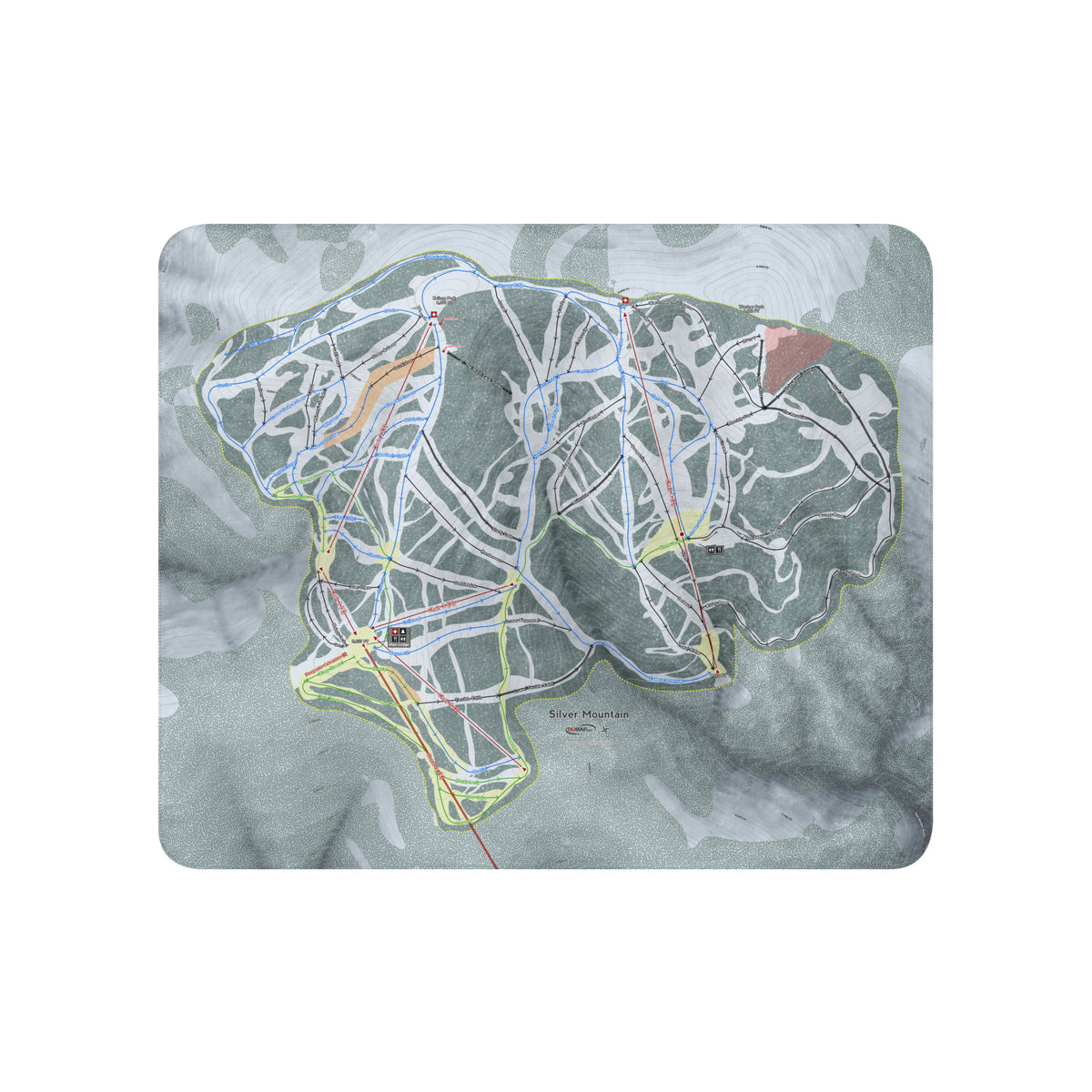 Silver Mountain, Idaho Ski Resort Map Blanket - Powderaddicts