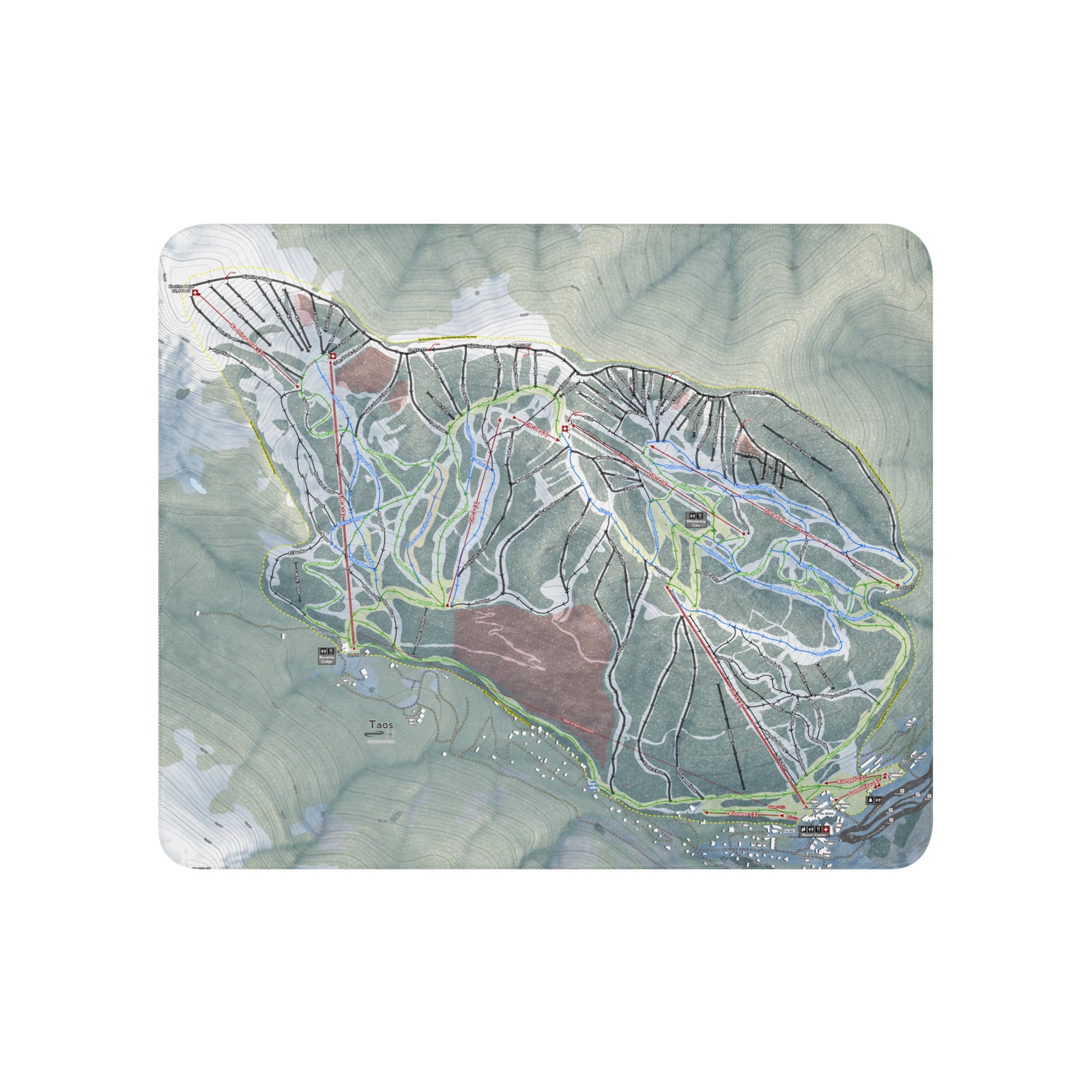 Taos, New Mexico Ski Resort Map Blanket - Powderaddicts