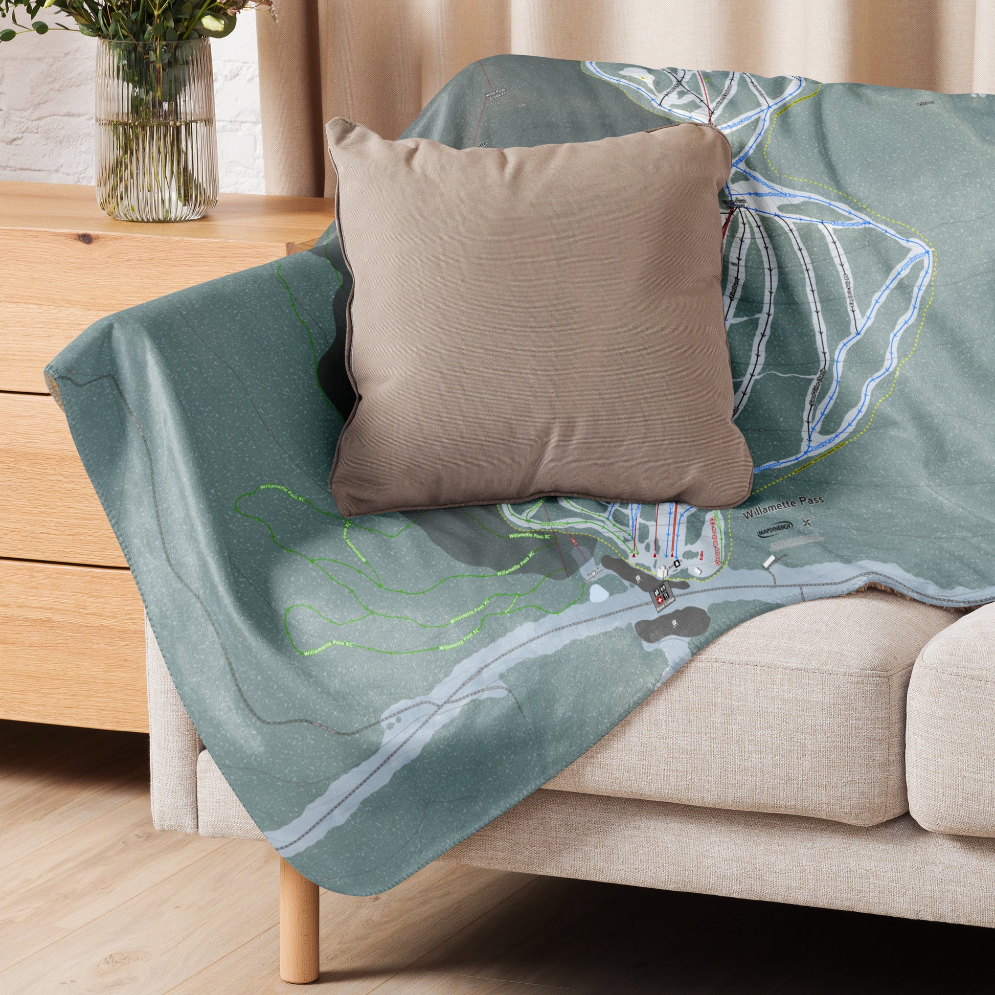 Willamette Pass, Oregon Ski Resort Map Blanket - Powderaddicts
