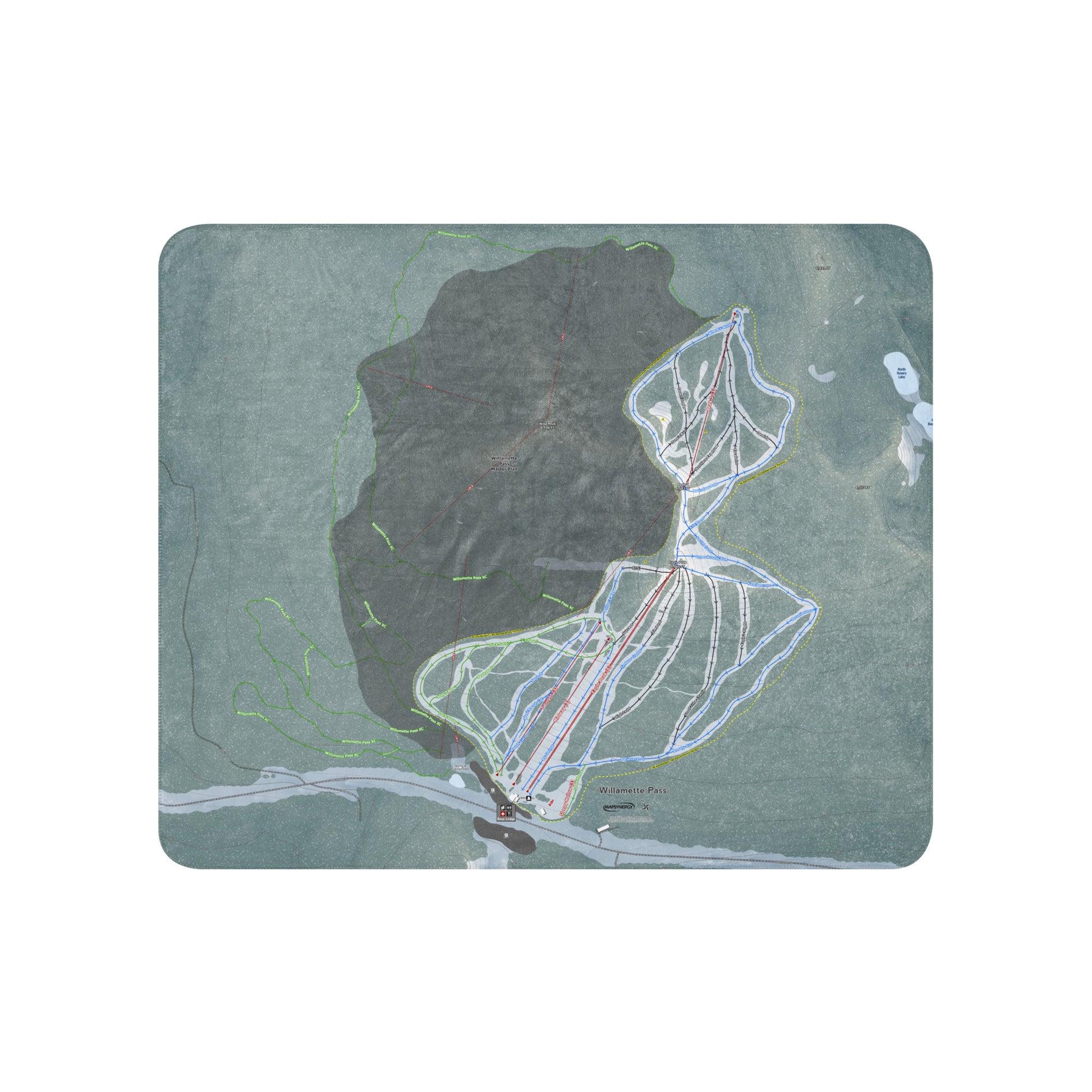 Willamette Pass, Oregon Ski Resort Map Blanket - Powderaddicts