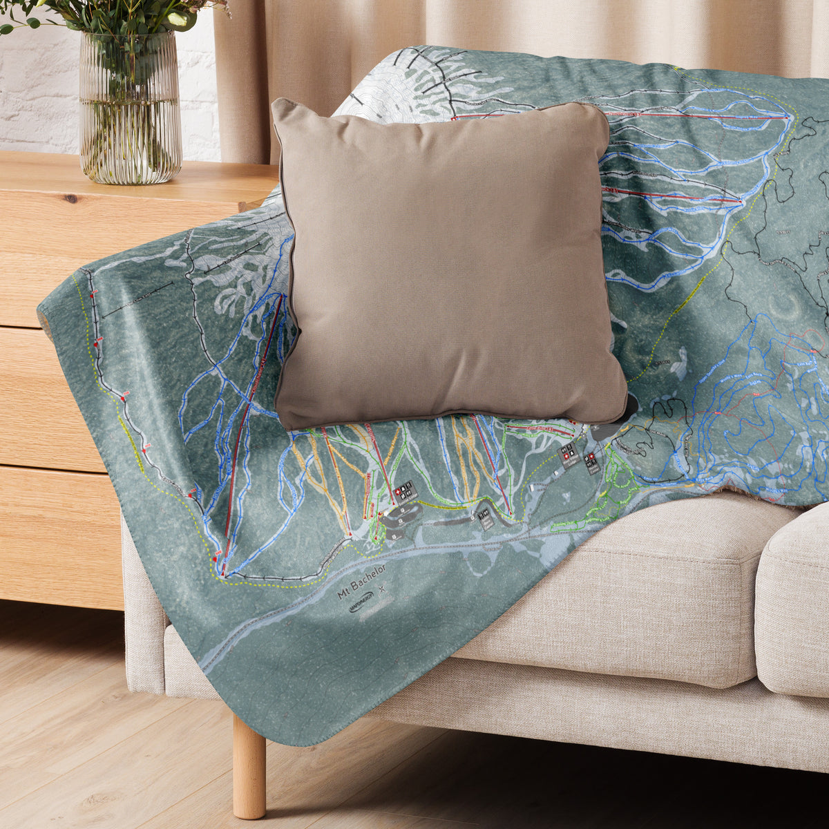 Mt Bachelor, Oregon Ski Resort Map Blanket - Powderaddicts