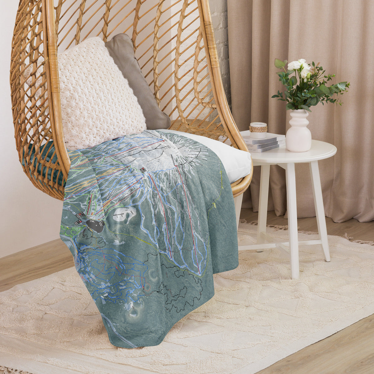 Mt Bachelor, Oregon Ski Resort Map Blanket - Powderaddicts