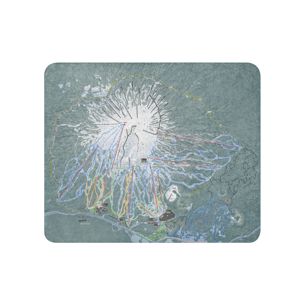Mt Bachelor, Oregon Ski Resort Map Blanket - Powderaddicts