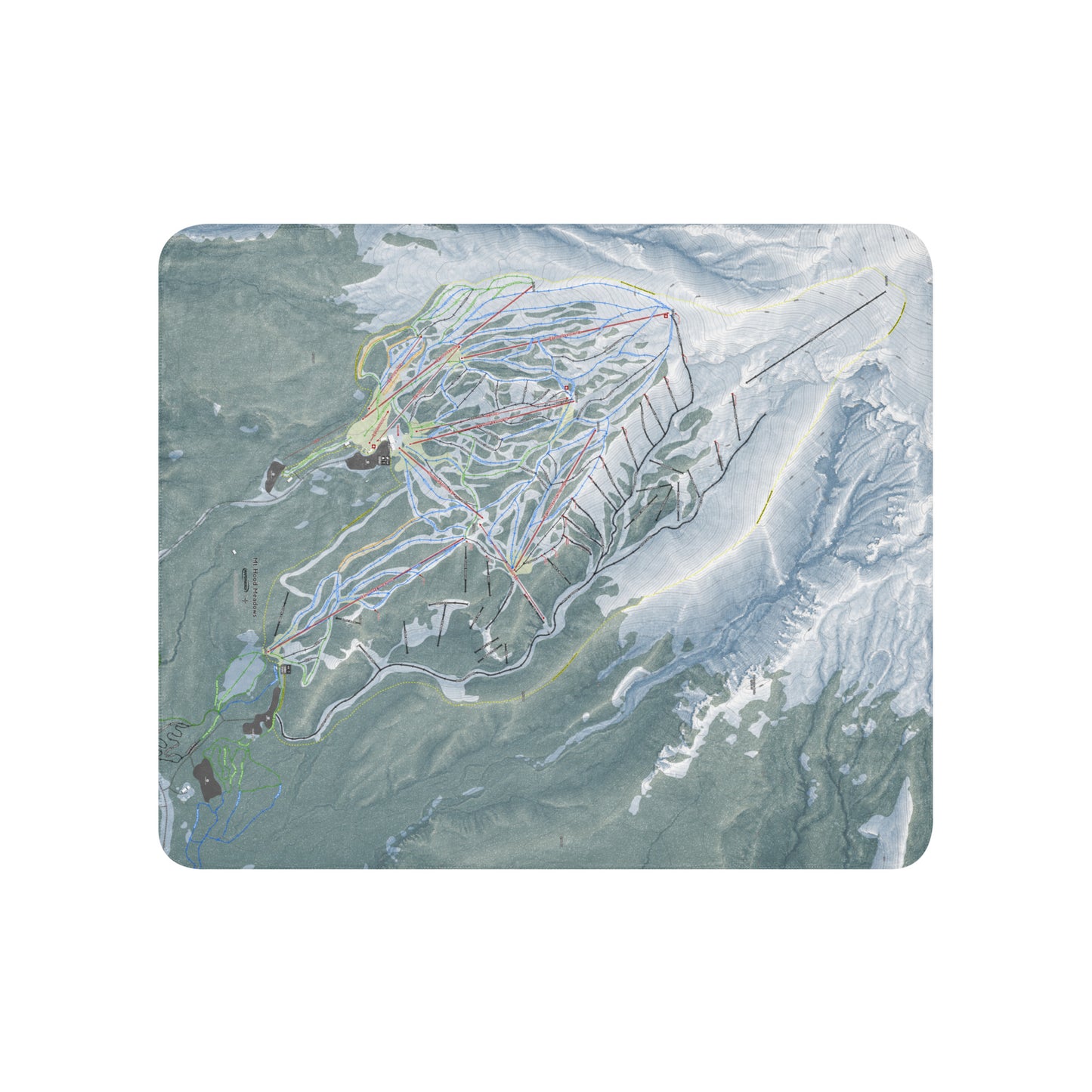 Mt Hood Meadows, Oregon Ski Resort Map Blanket - Powderaddicts