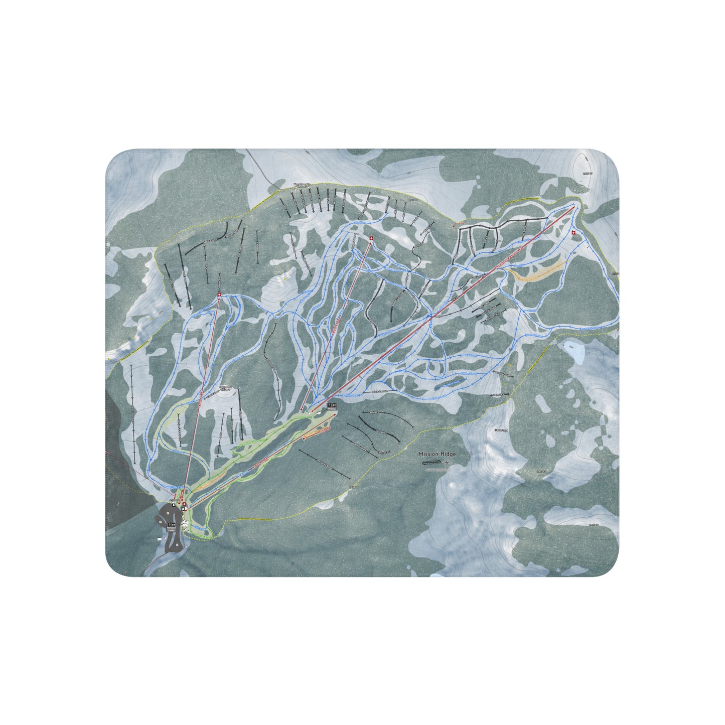 Mission Ridge, Washington Ski Resort Map Blanket - Powderaddicts