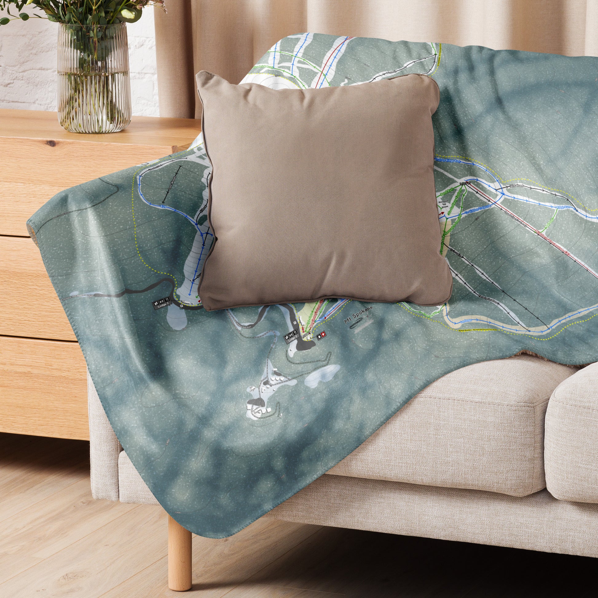 Mt. Spokane, Washington Ski Resort Map Blanket - Powderaddicts