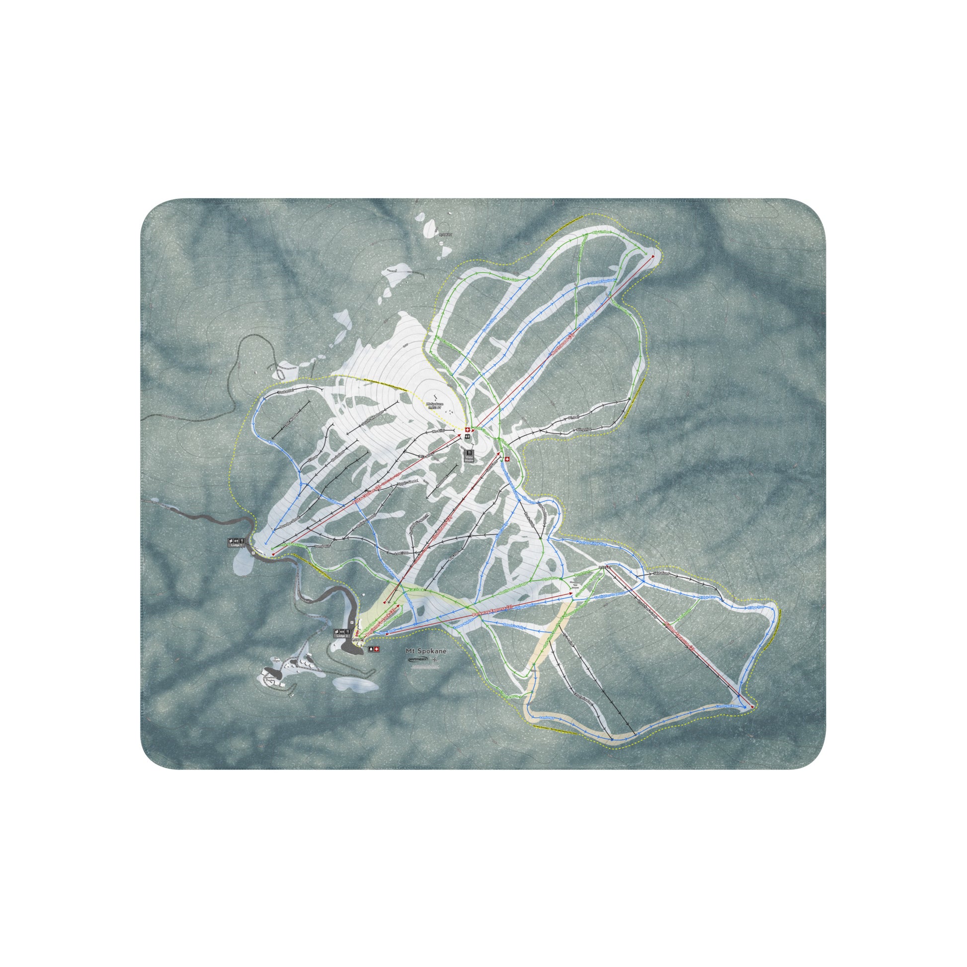 Mt. Spokane, Washington Ski Resort Map Blanket - Powderaddicts