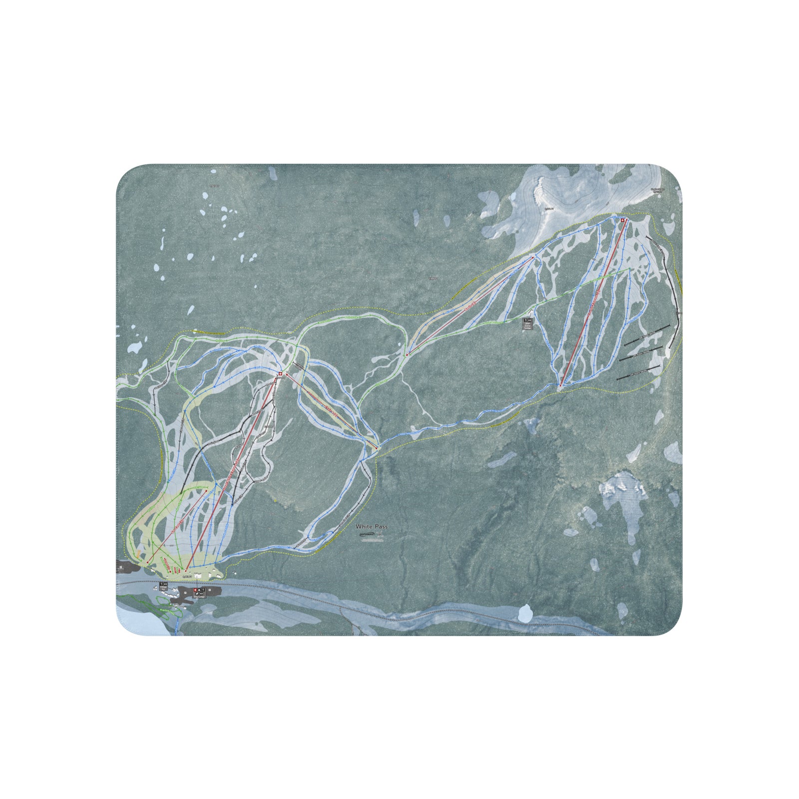 White Pass, Washington Ski Resort Map Blanket - Powderaddicts
