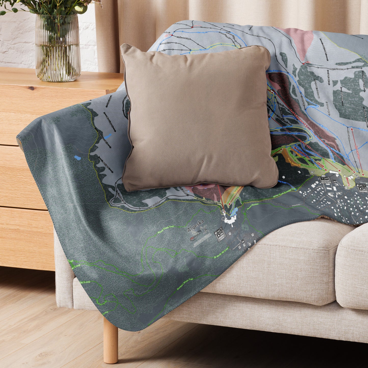 Alyeska, Alaska Ski Resort Map Blanket - Powderaddicts