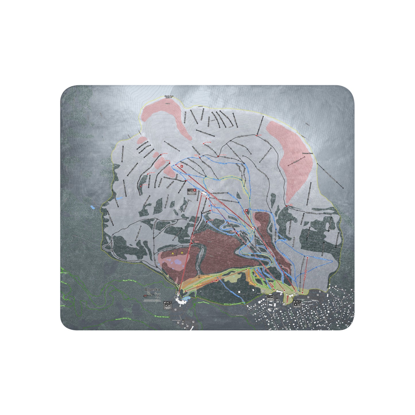 Alyeska, Alaska Ski Resort Map Blanket - Powderaddicts