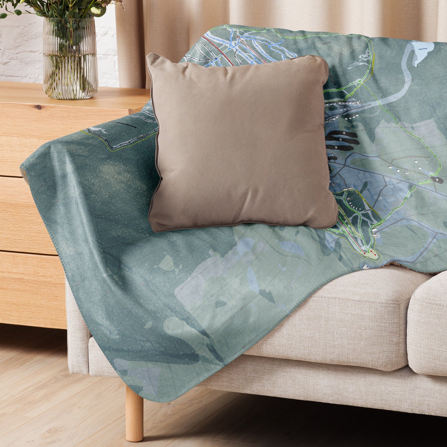 Saddleback, Maine Ski Resort Map Blanket - Powderaddicts