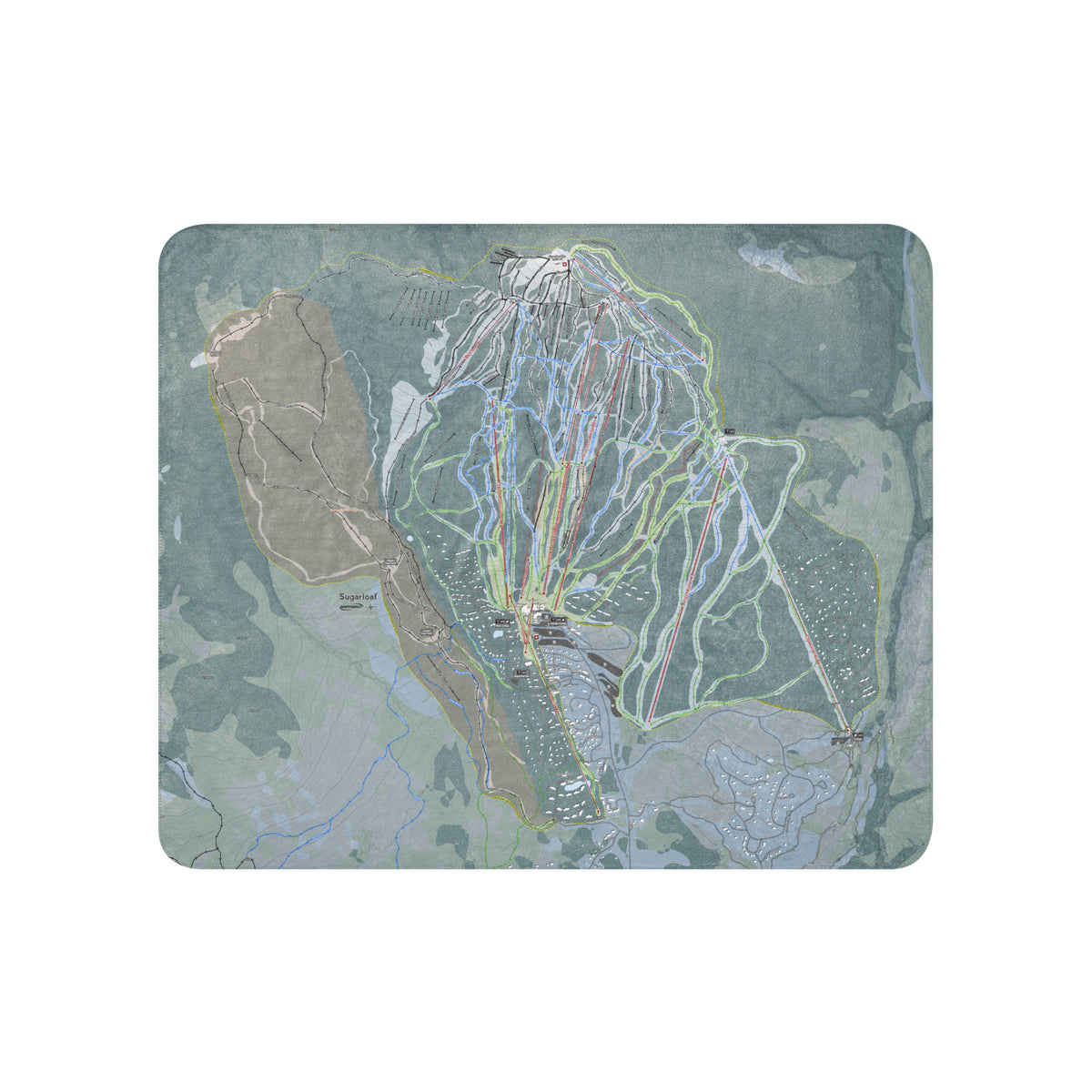 Sugarloaf, Maine Ski Resort Map Blanket - Powderaddicts