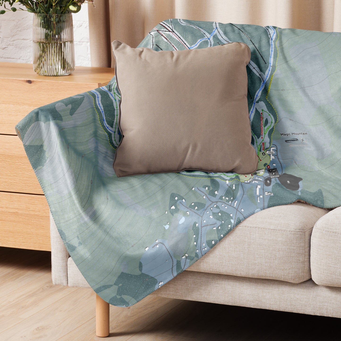 Magic Mountain, Vermont Ski Resort Map Blanket - Powderaddicts