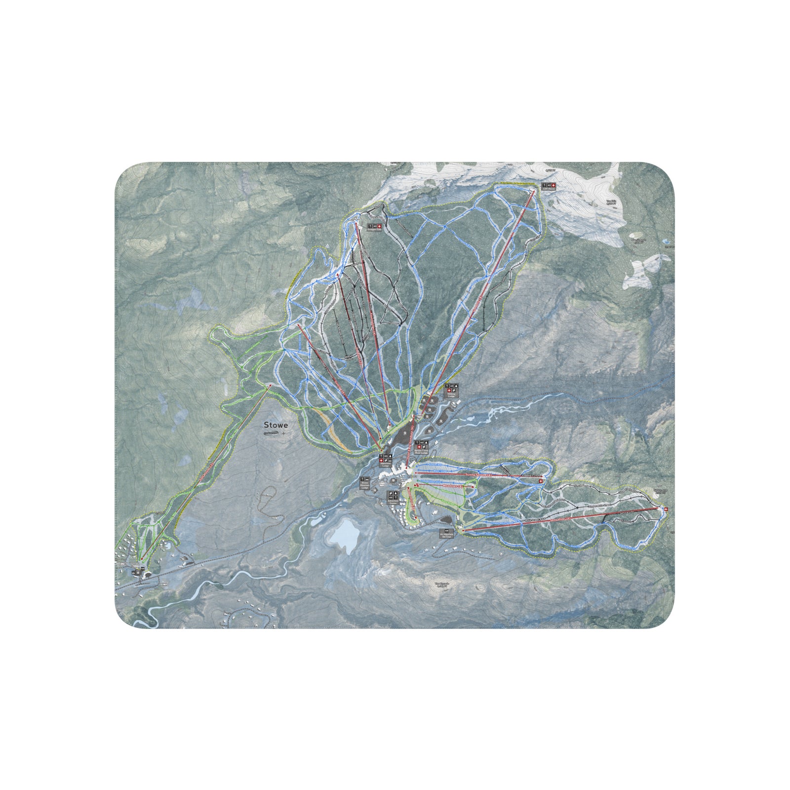 Stowe, Vermont Ski Resort Map Blanket - Powderaddicts