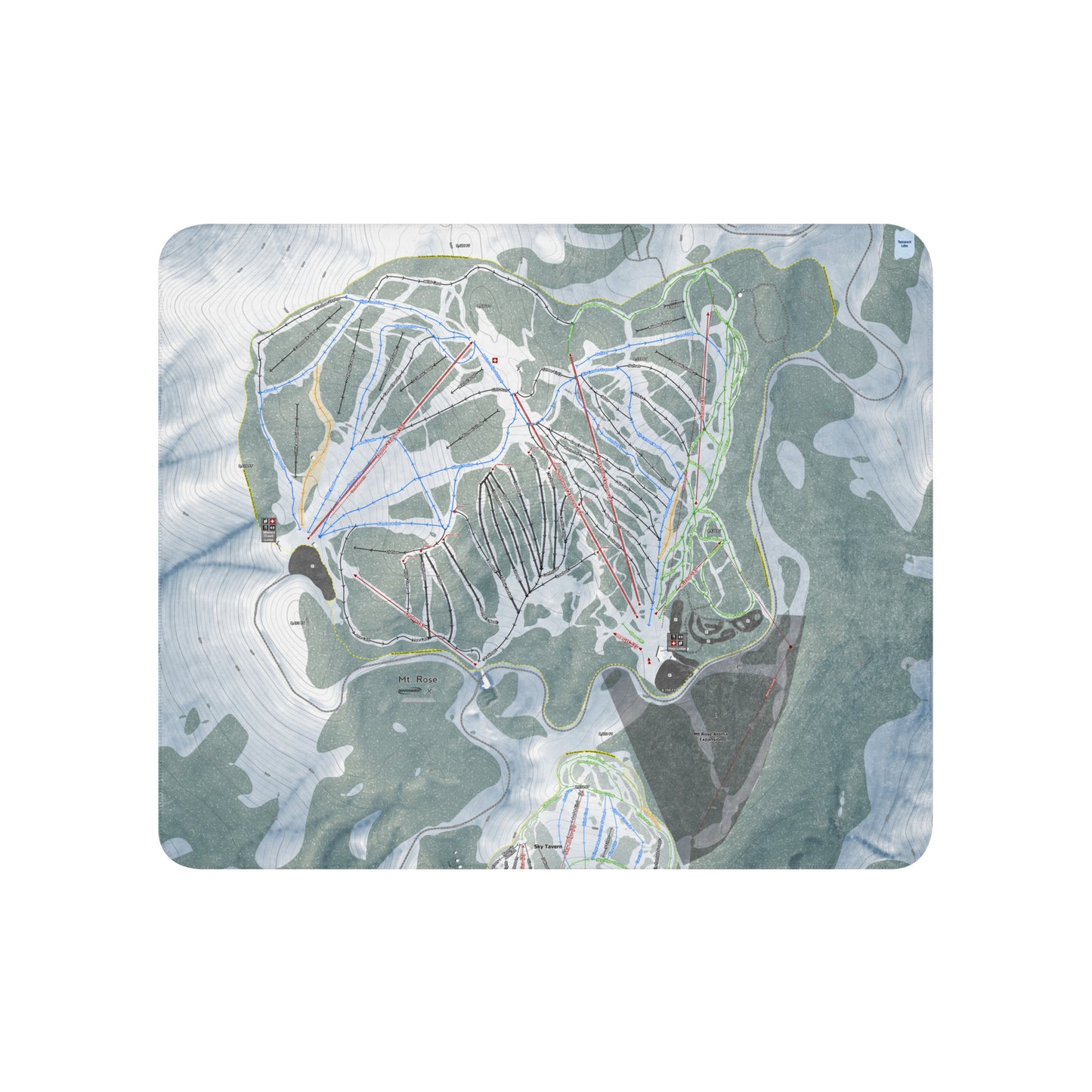Mt Rose, Nevada Ski Resort Map Blanket - Powderaddicts