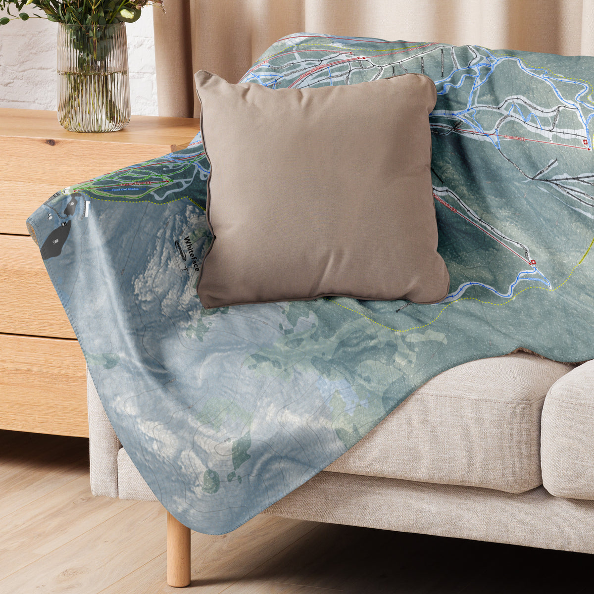 WHITEFACE, NEW YORK SKI RESORT MAP BLANKET - Powderaddicts