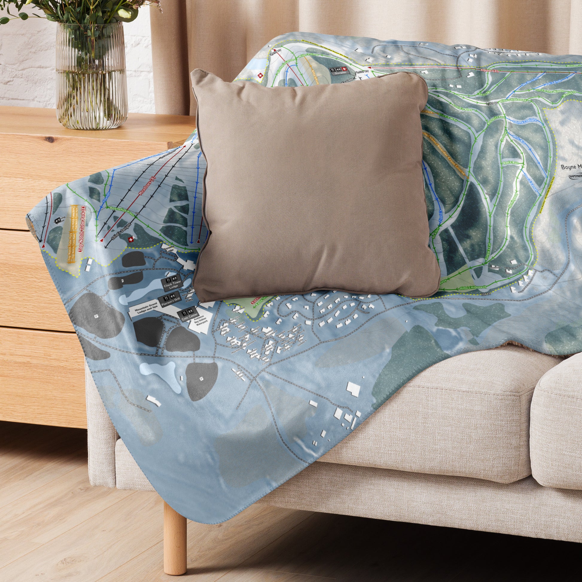 Boyne Mountain, Michigan Ski Resort Map Blanket - Powderaddicts