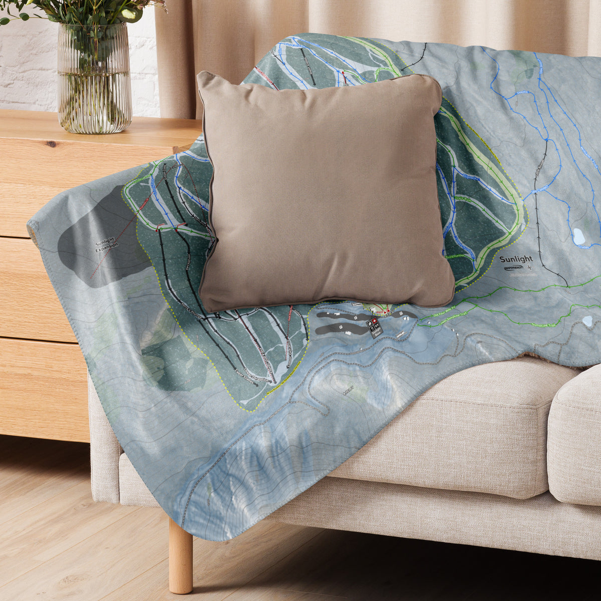 Sunlight Mountain Resort, Colorado Ski Trail Map Blanket - Powderaddicts
