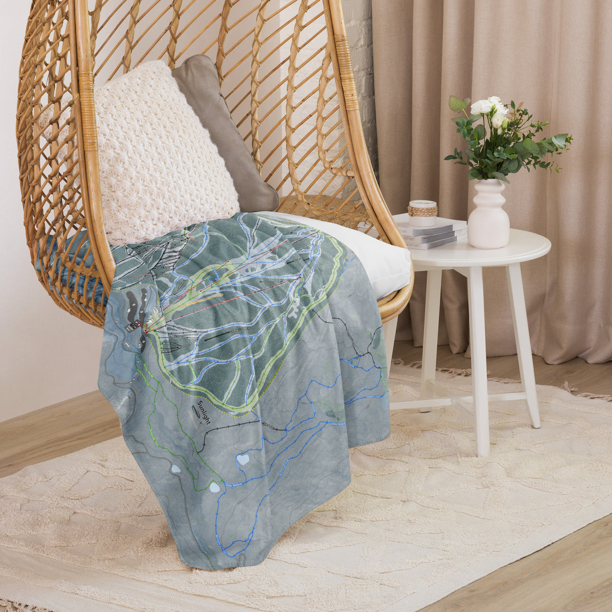 Sunlight Mountain Resort, Colorado Ski Trail Map Blanket - Powderaddicts