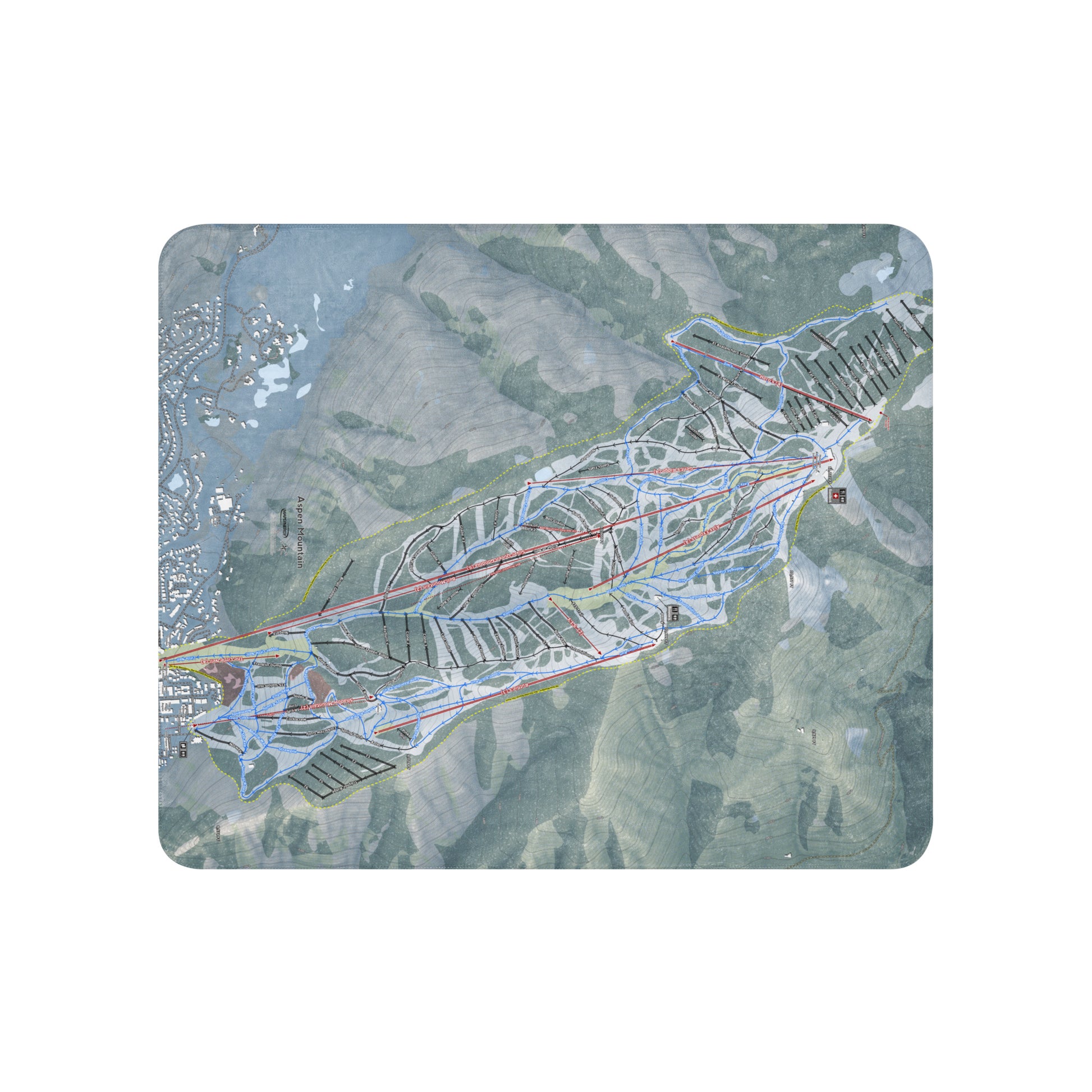 Aspen Mountain, Colorado Ski Resort Map Blanket - Powderaddicts