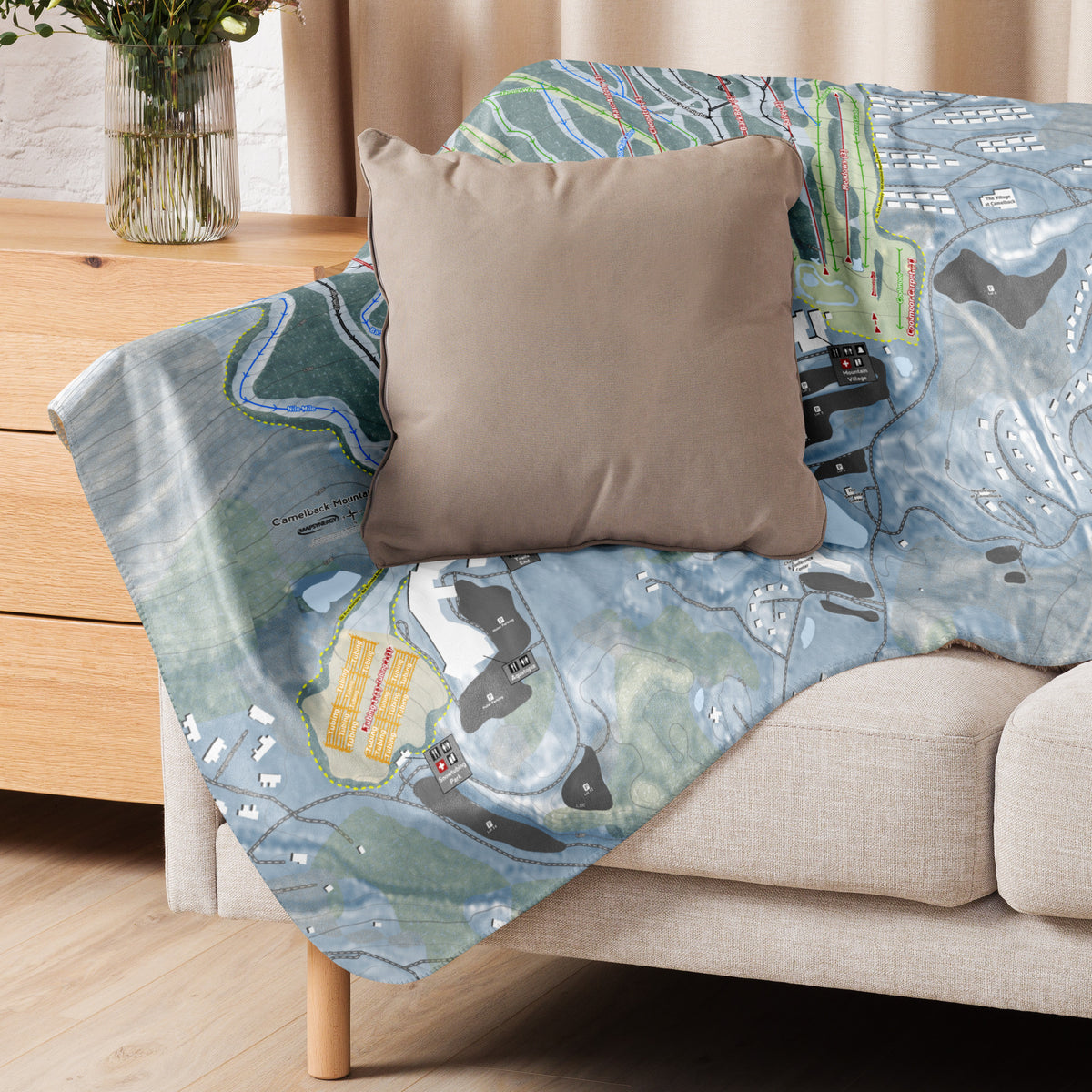 Camelback Mountain, Pennsylvania Ski Resort Map Blanket - Powderaddicts