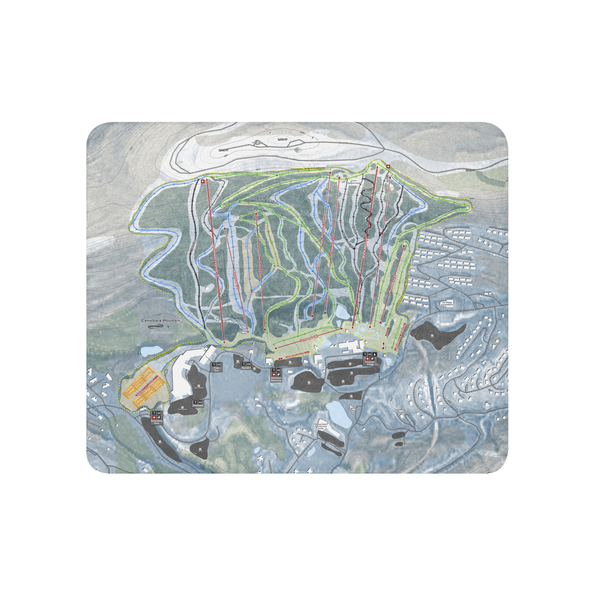 Camelback Mountain, Pennsylvania Ski Resort Map Blanket - Powderaddicts