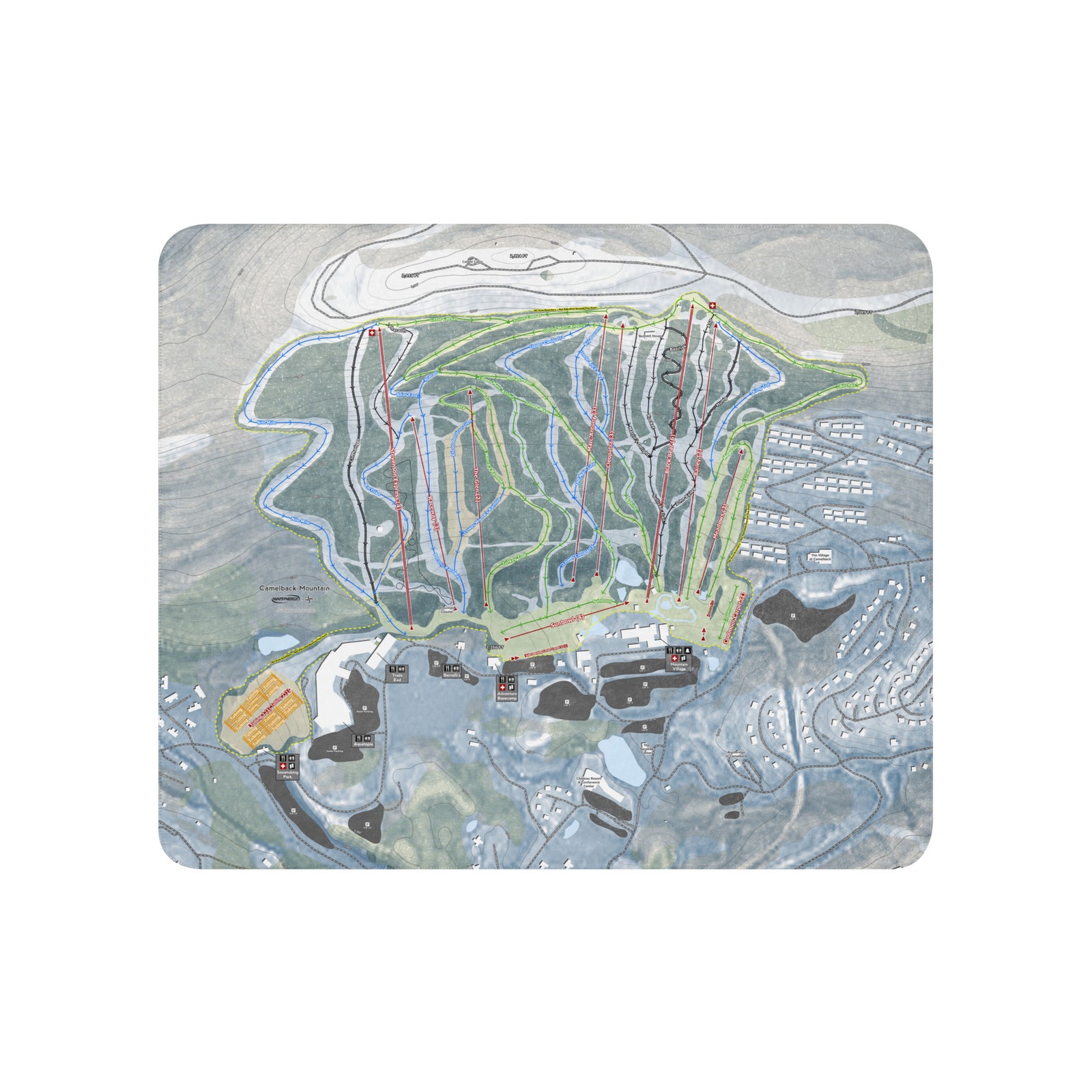 Camelback Mountain, Pennsylvania Ski Resort Map Blanket - Powderaddicts