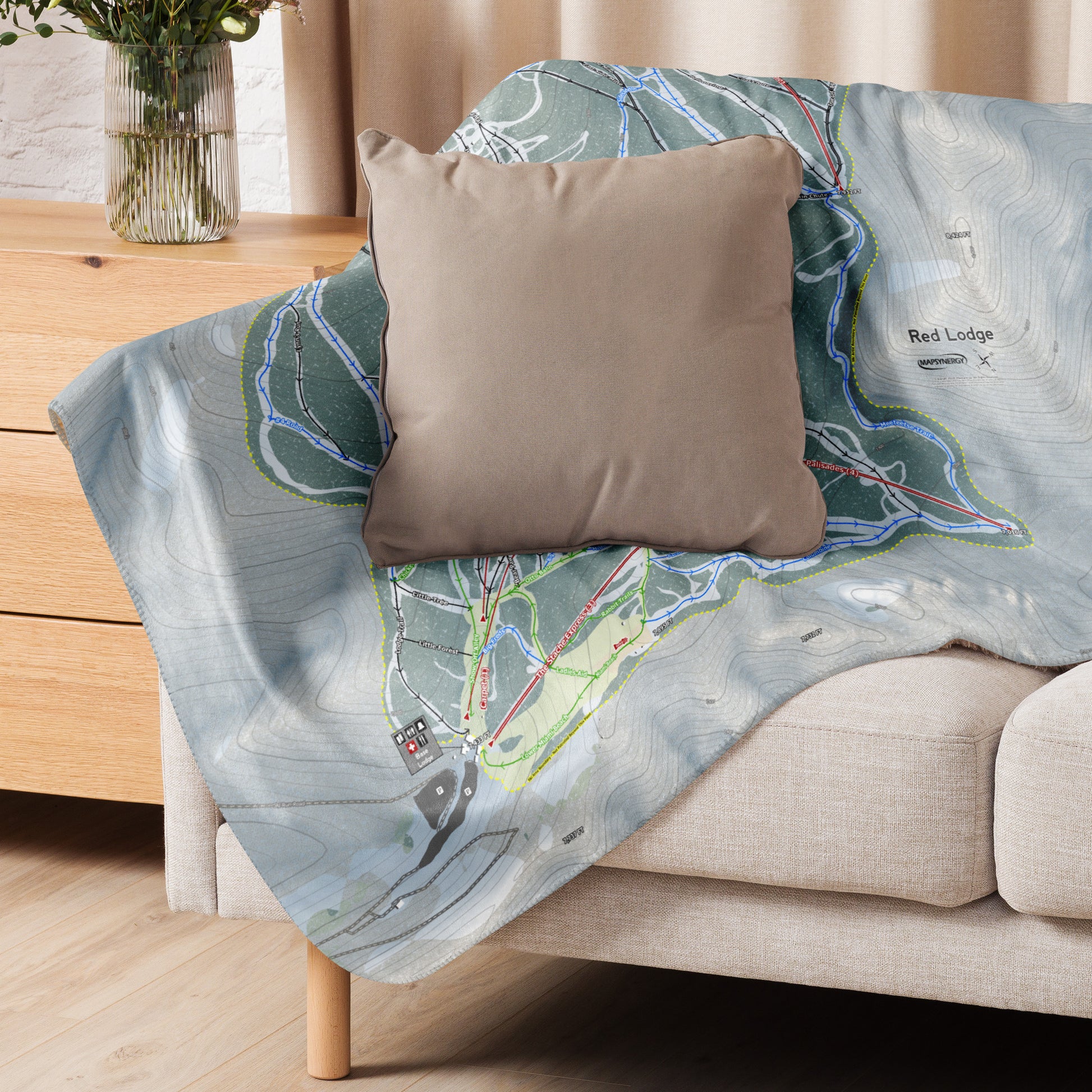 RED LODGE, MONTANA SKI RESORT MAP BLANKET - Powderaddicts