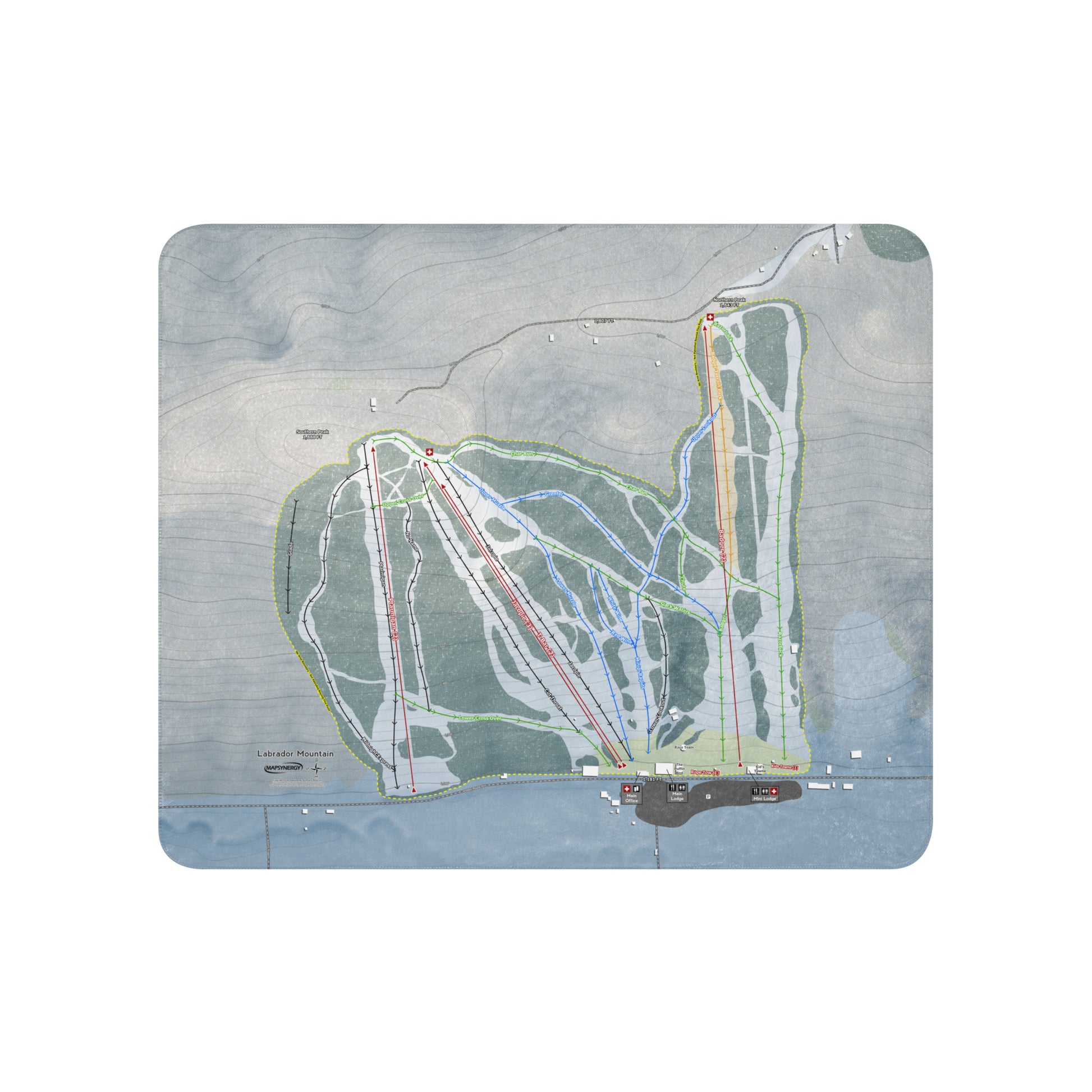 LABRADOR MOUNTAIN, NEW YORK SKI RESORT MAP BLANKET - Powderaddicts