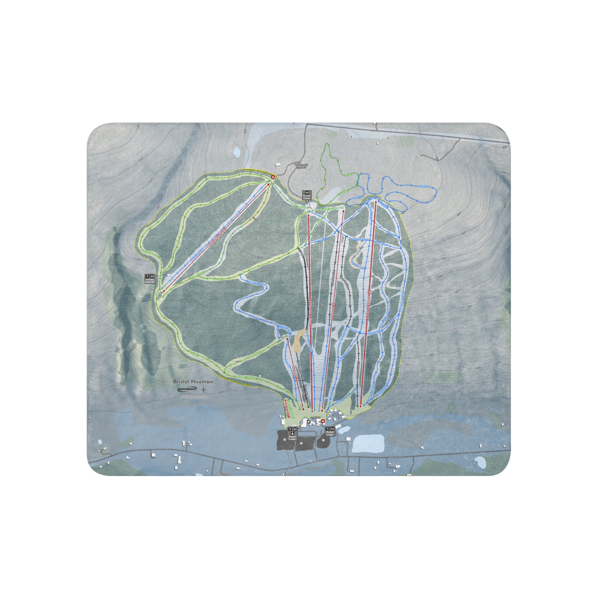 BRISTOL MOUNTAIN, NEW YORK SKI RESORT MAP BLANKET - Powderaddicts