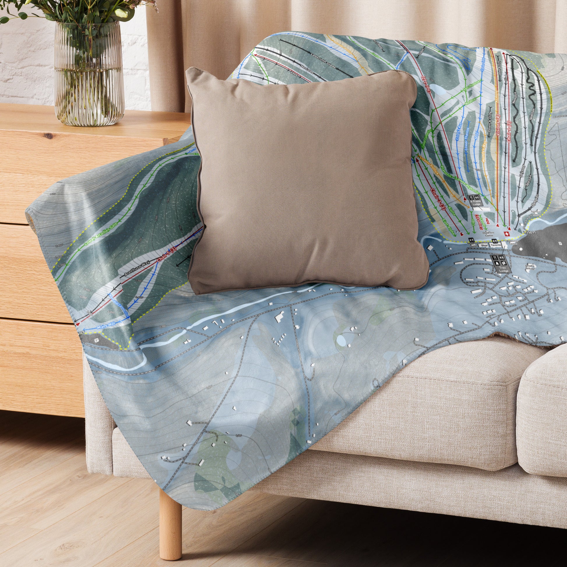 GREEK PEAK, NEW YORK SKI RESORT MAP BLANKET - Powderaddicts