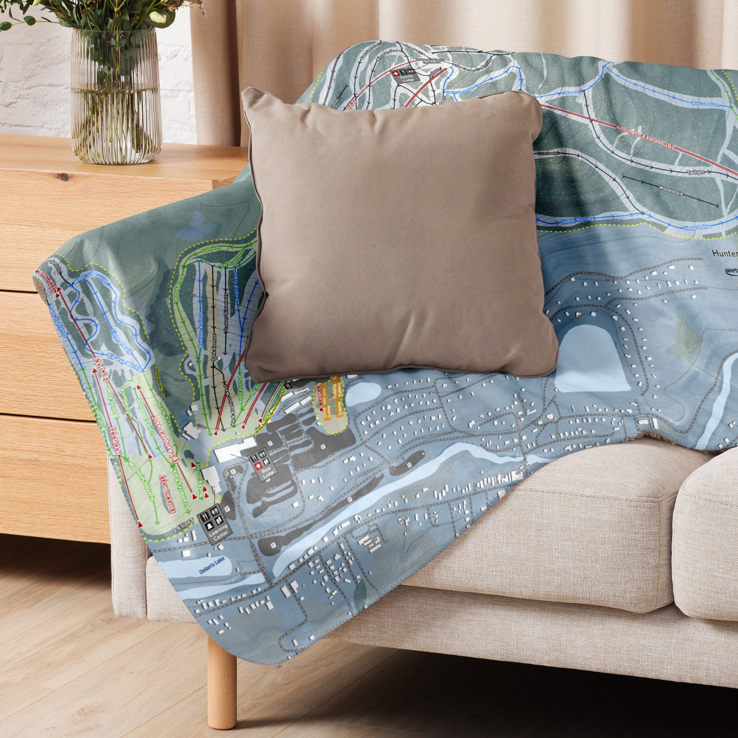 HUNTER MOUNTAIN, NEW YORK SKI RESORT MAP BLANKET - Powderaddicts