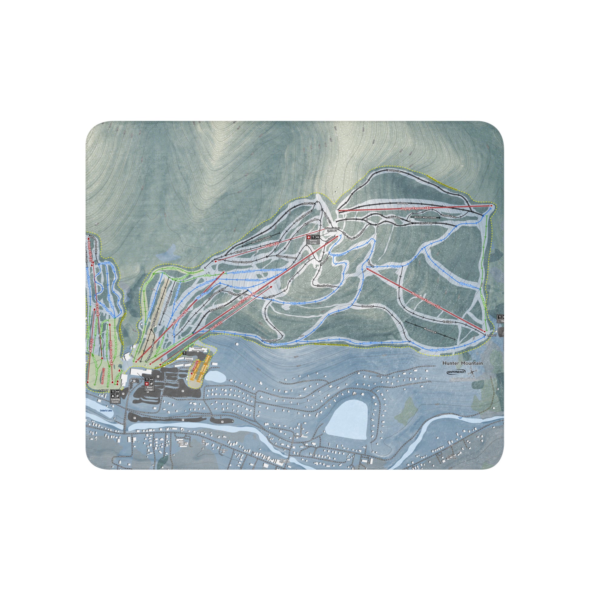 HUNTER MOUNTAIN, NEW YORK SKI RESORT MAP BLANKET - Powderaddicts