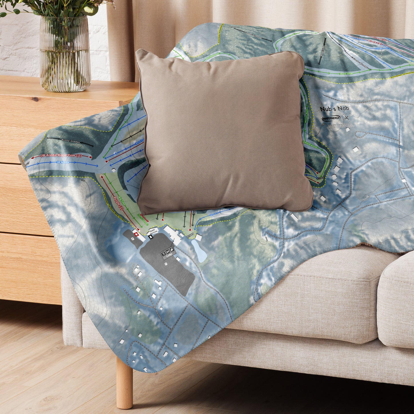 NUB'S NOB, MICHIGAN SKI RESORT MAP BLANKET - Powderaddicts