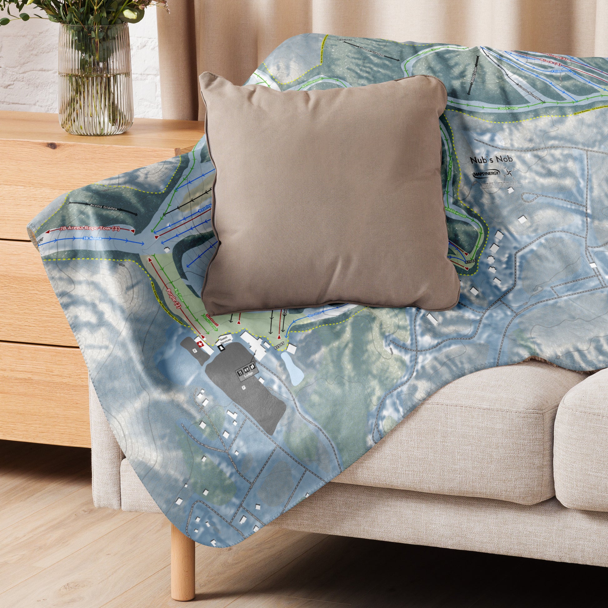 NUB'S NOB, MICHIGAN SKI RESORT MAP BLANKET - Powderaddicts