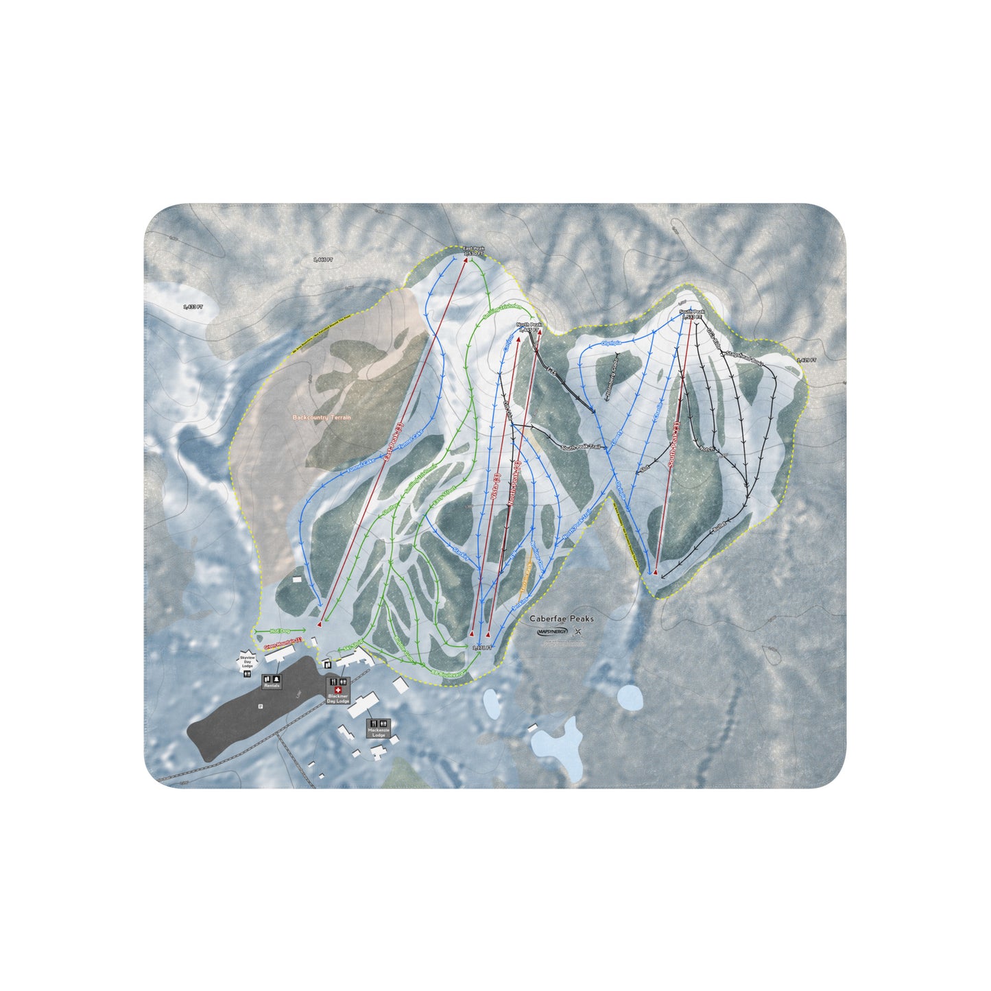 Caberfae Peaks, Michigan Ski Resort Map Blanket - Powderaddicts