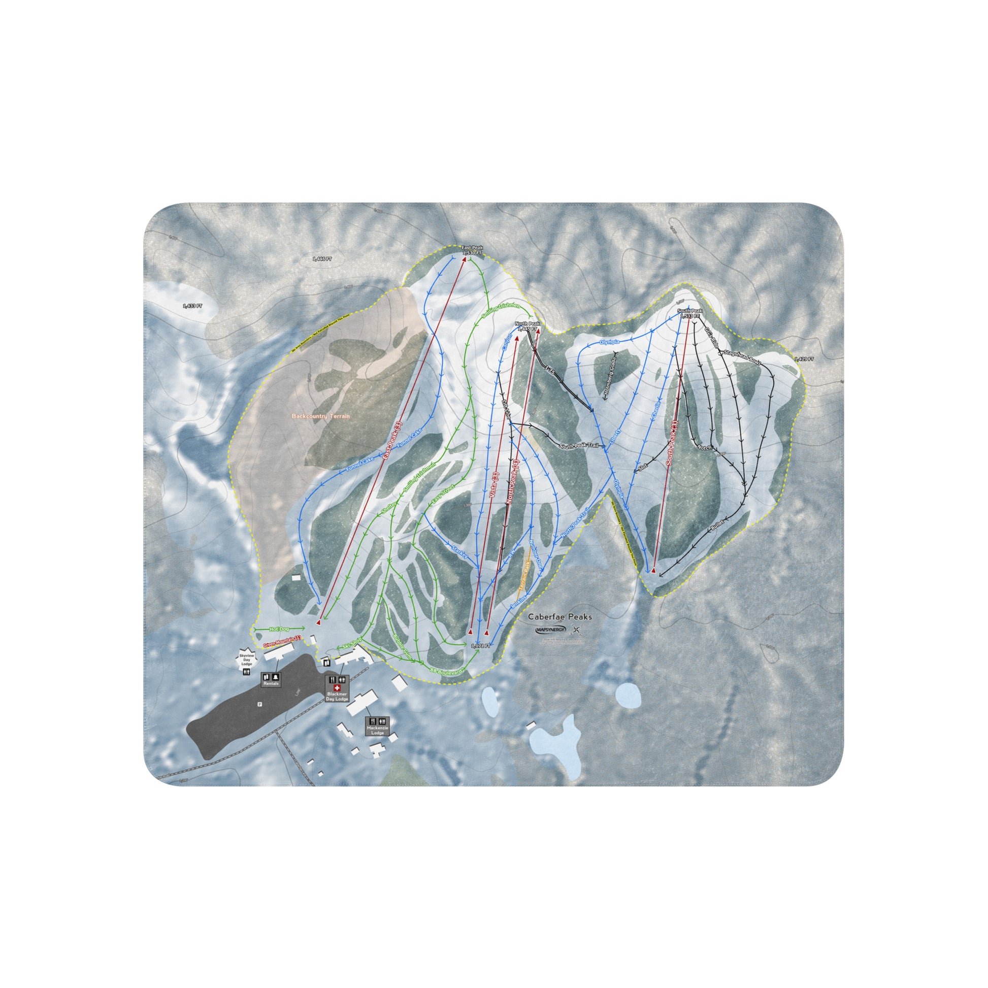 Caberfae Peaks, Michigan Ski Resort Map Blanket - Powderaddicts