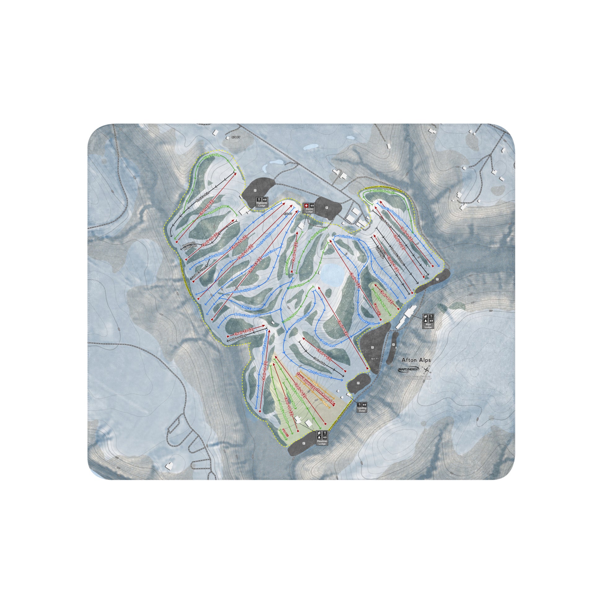 Afton Alps, Minnesota Ski Resort Map Blanket - Powderaddicts