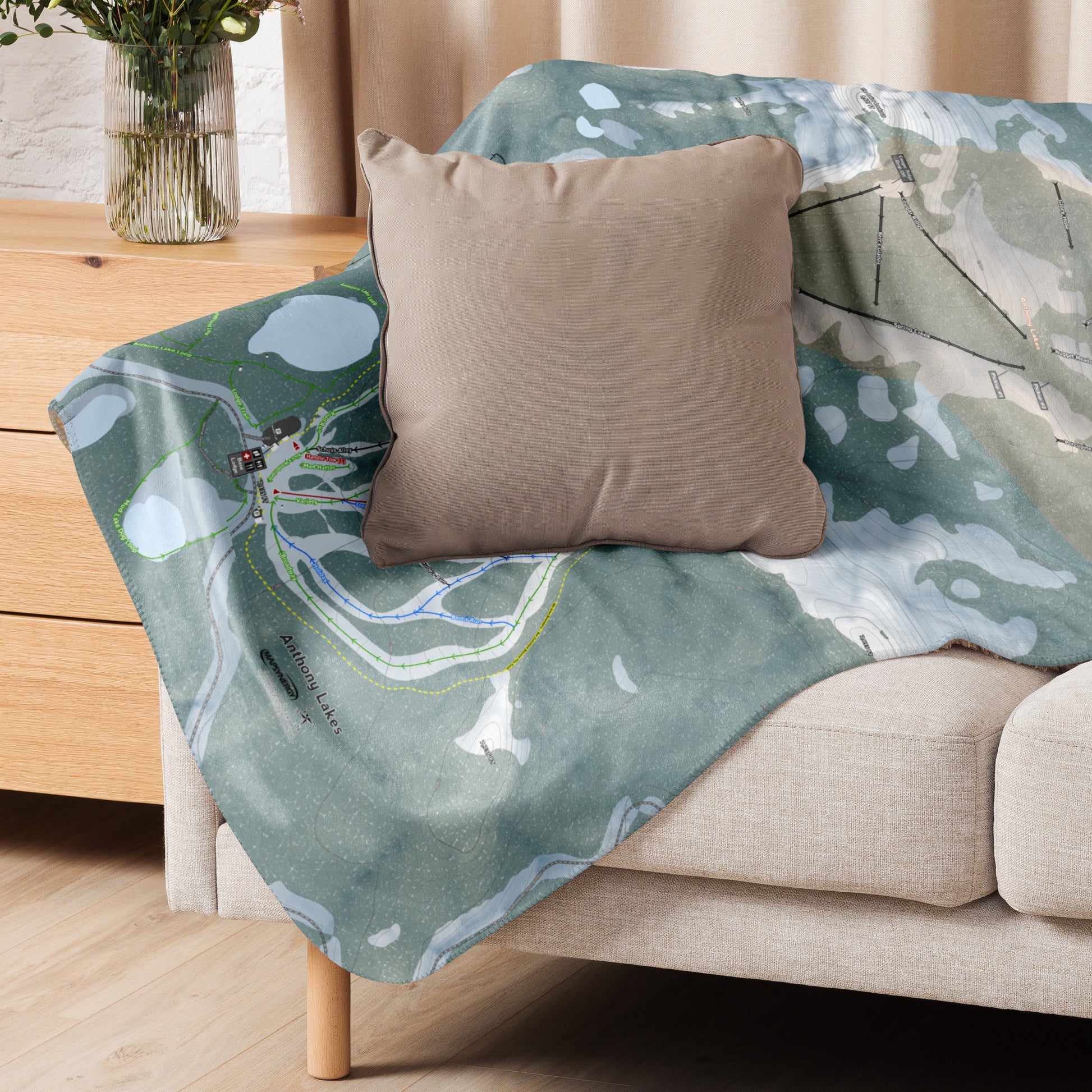Anthony Lakes, Oregon Ski Resort Map Blanket - Powderaddicts