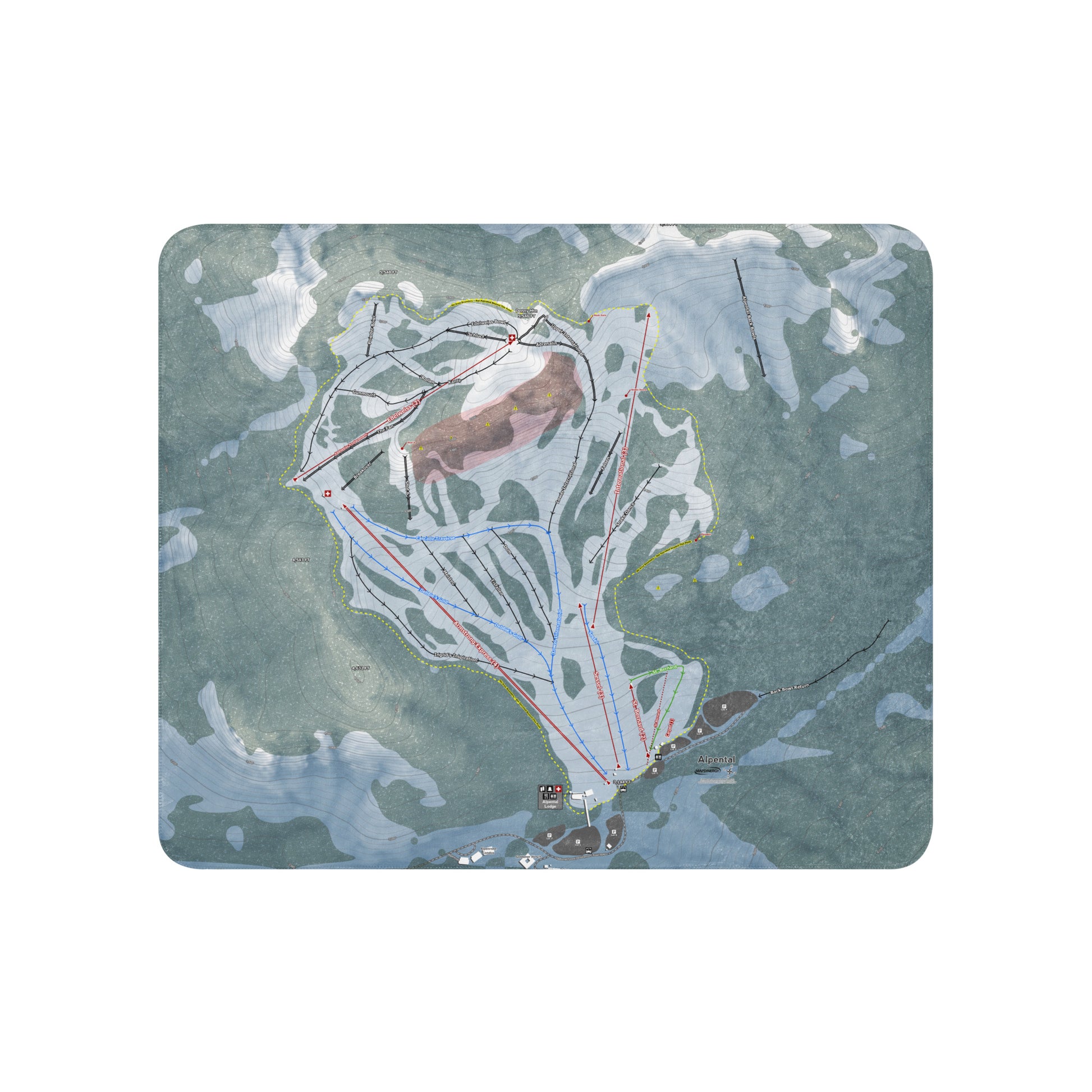 Alpental, Washington Ski Resort Map Blanket - Powderaddicts