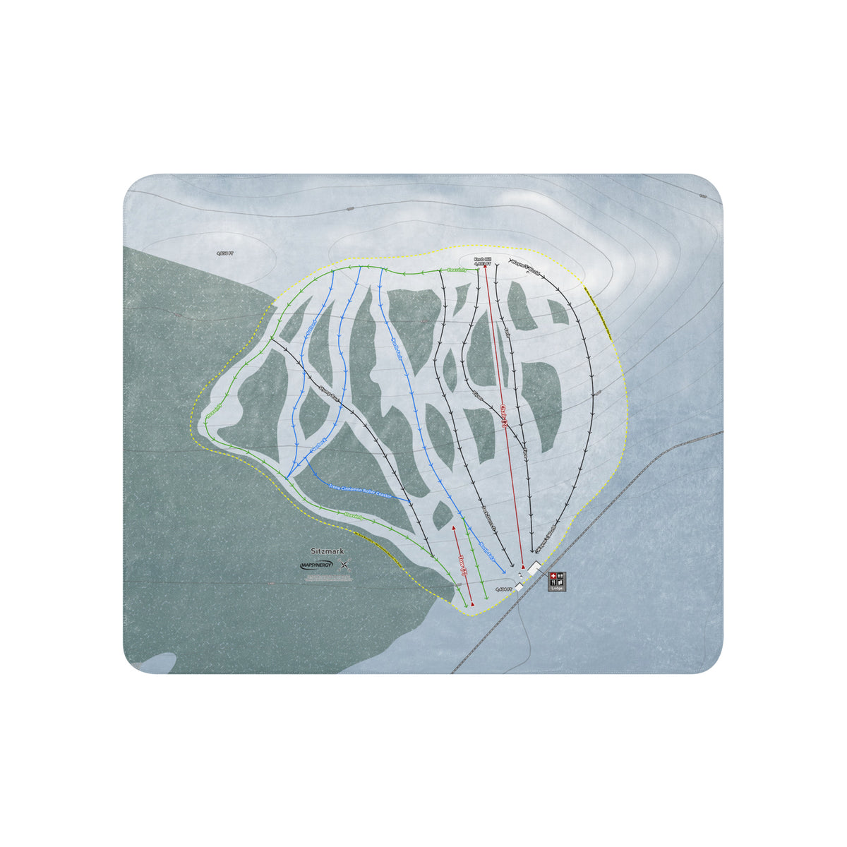 Sitzmark, Washington Ski Resort Map Blanket - Powderaddicts
