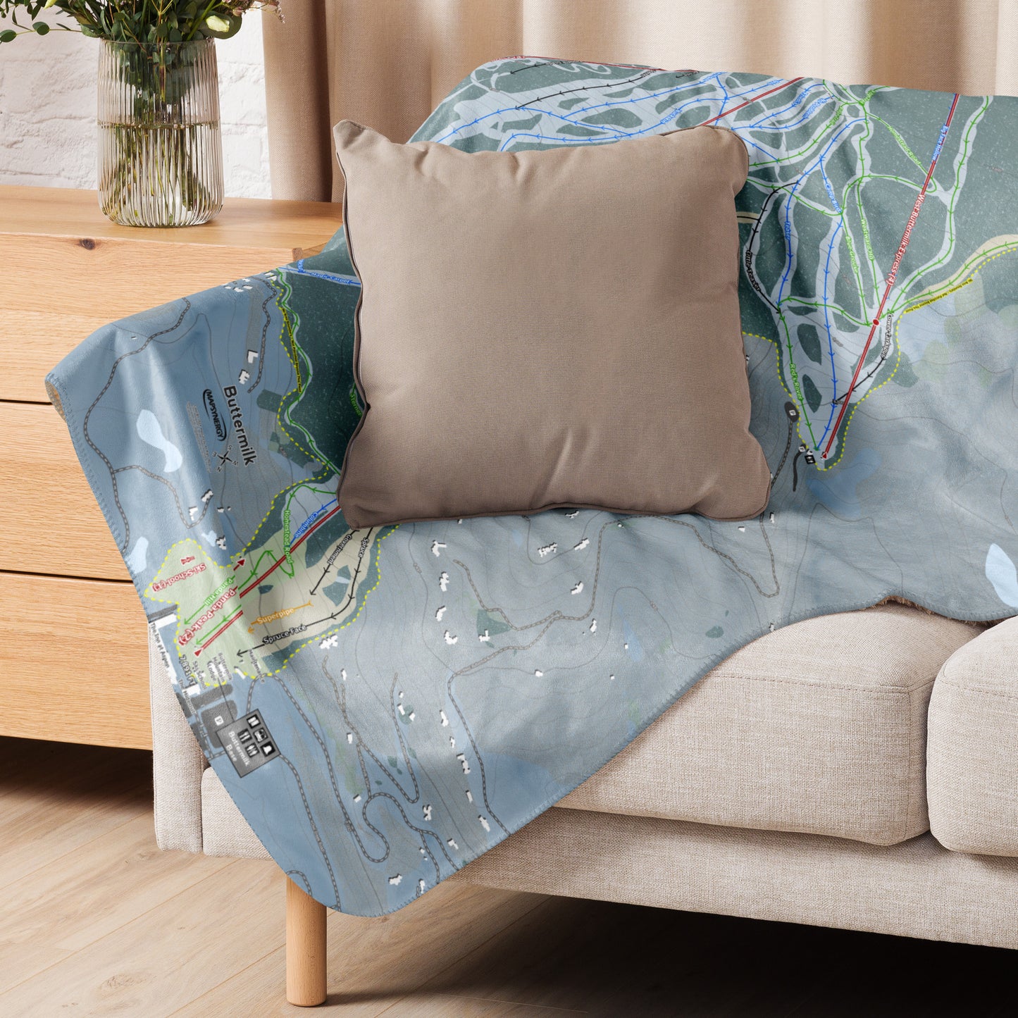 Buttermilk, Colorado Ski Resort Map Blanket - Powderaddicts