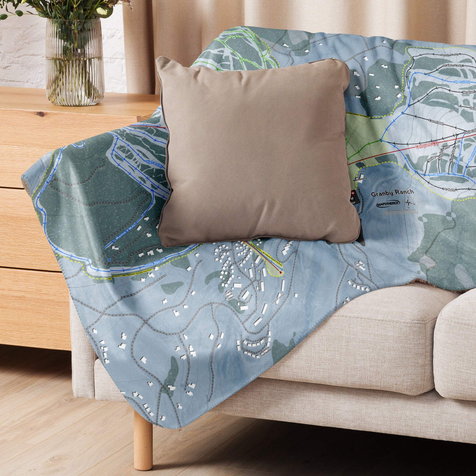 Granby Ranch, Colorado Ski Resort Map Blanket - Powderaddicts