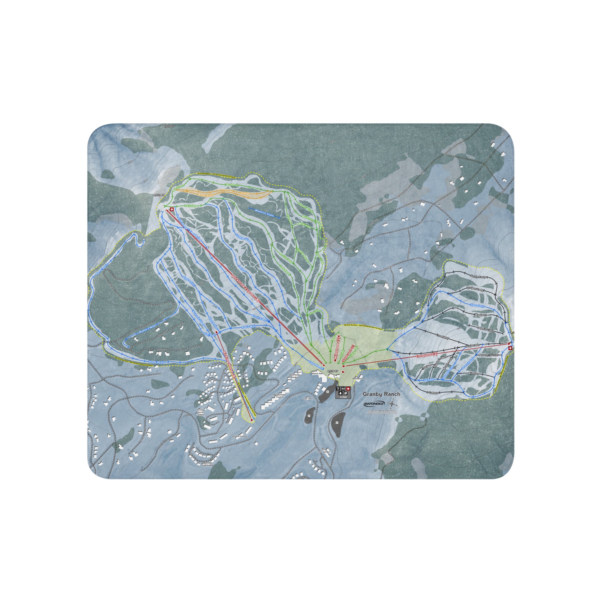 Granby Ranch, Colorado Ski Resort Map Blanket - Powderaddicts
