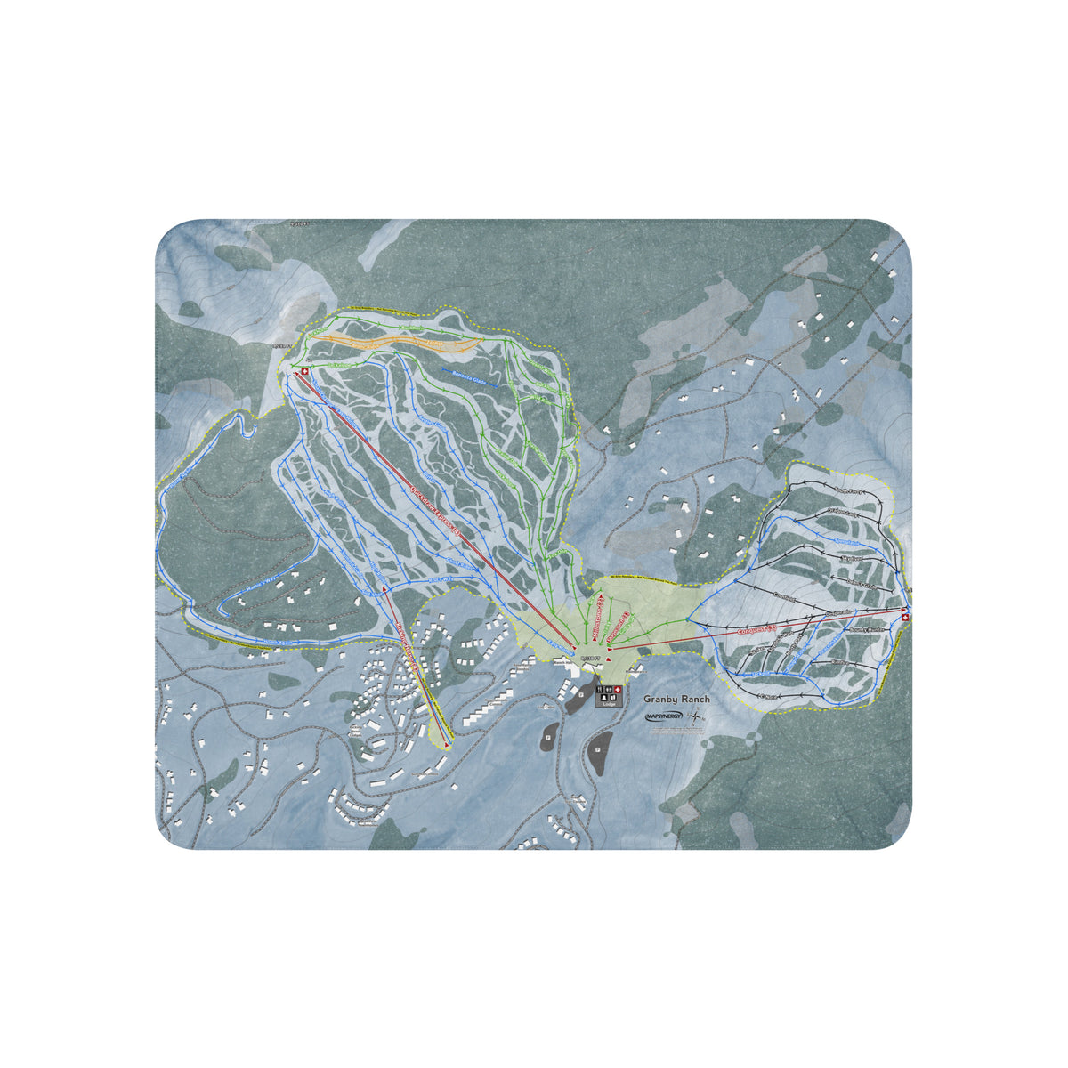 Granby Ranch, Colorado Ski Resort Map Blanket - Powderaddicts