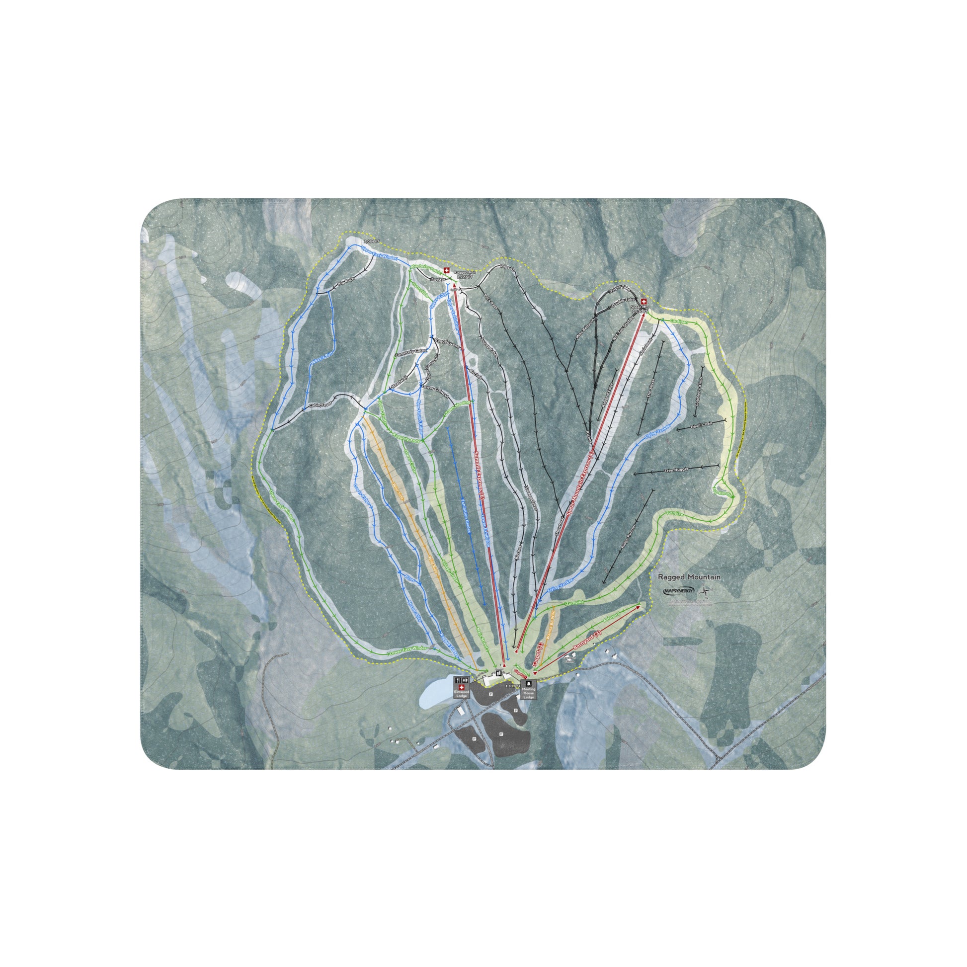 Ragged Mountain, New Hampshire Ski Resort Map Blanket - Powderaddicts