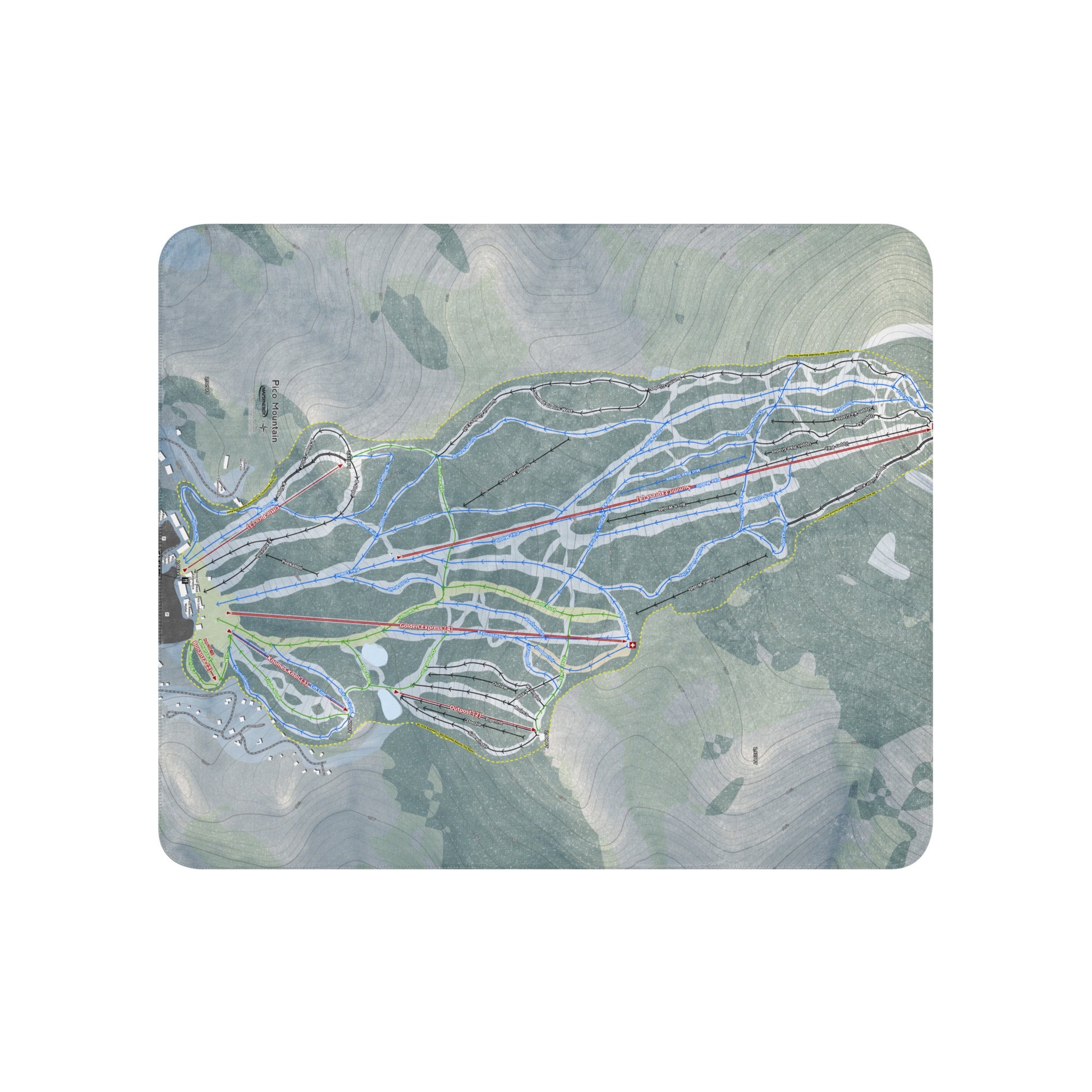 Pico Mountain, Vermont Ski resort Map Blanket - Powderaddicts
